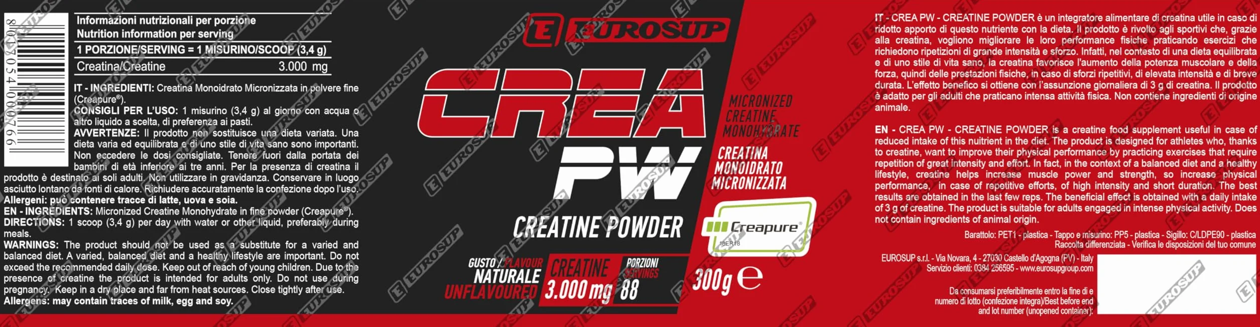 Eurosup Creatina 300 gr in Polvere