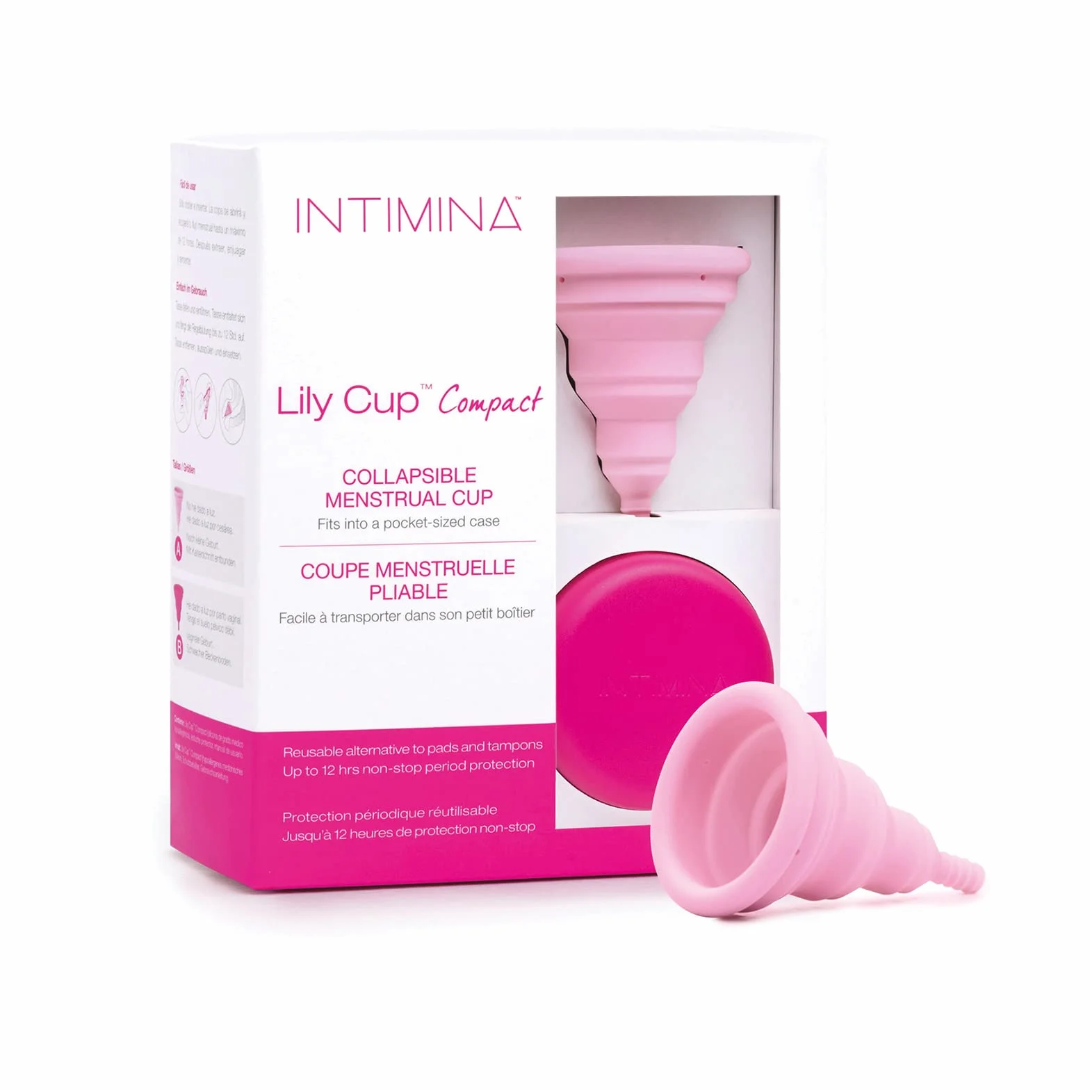 Intimina Lily Cup Compact misura Size A - Piccola Coppetta Mestruale Morbida con Design Compatto Flat-fold, Coppa Mestruale Compatta, Coppette Mestruali