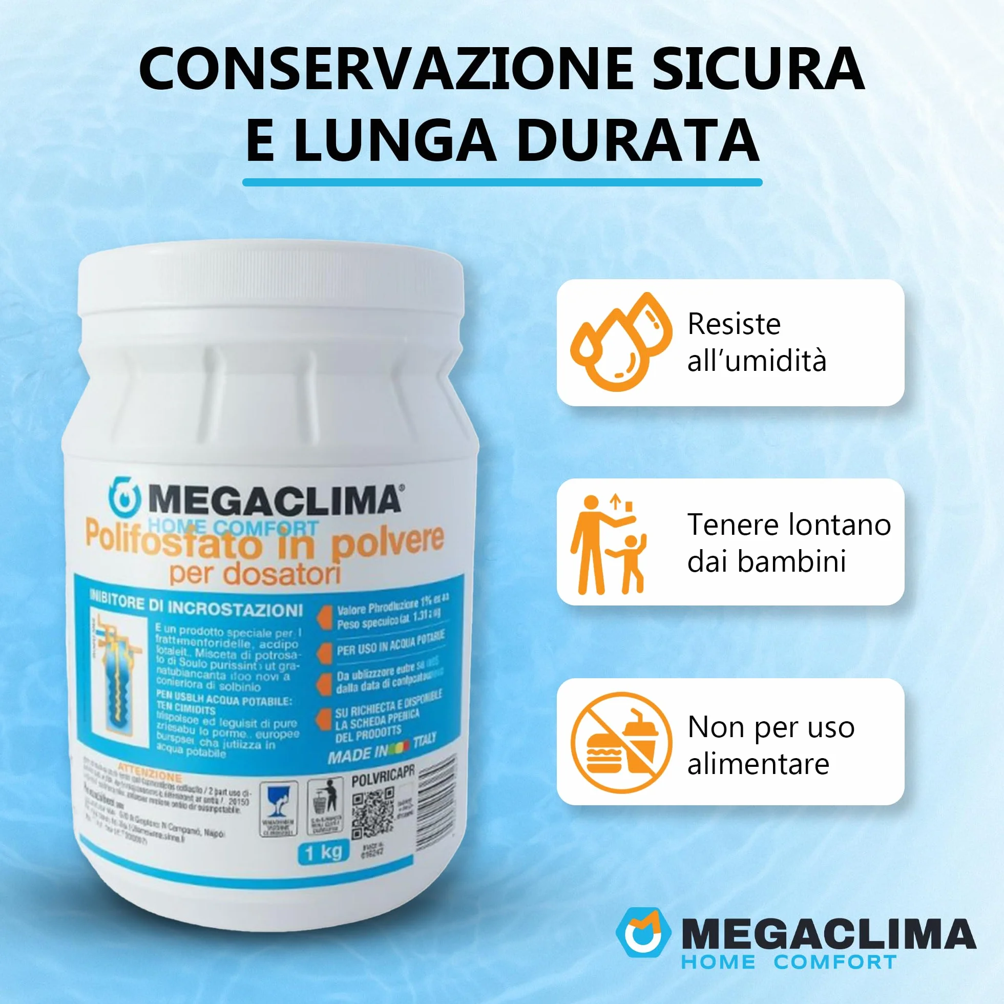 Polifosfato in Polvere 1Kg per Dosatori Anticalcare per Acqua Potabile Caldaie