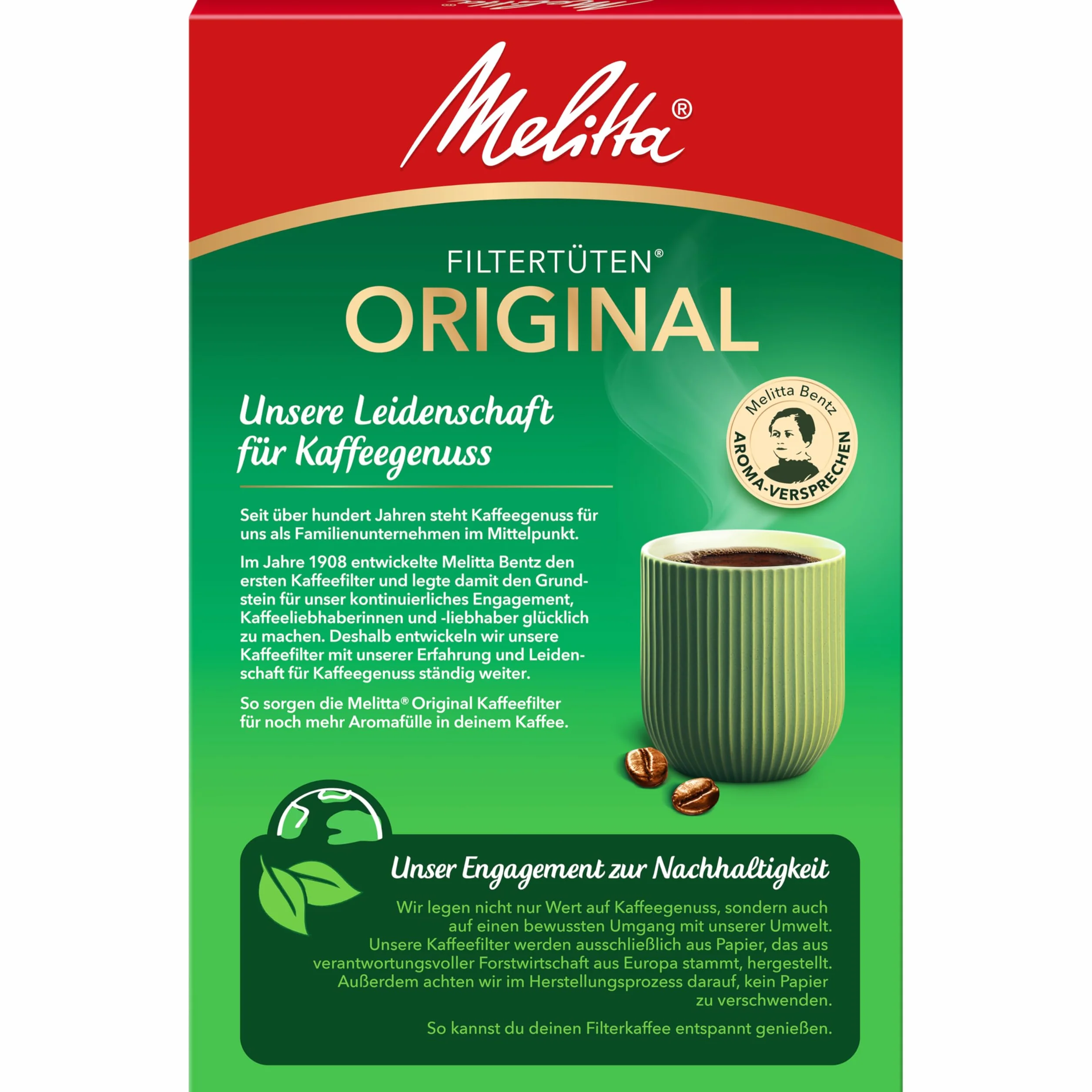 Melitta, 80 filtri per caffé, Dimensioni 1x4, Per caffettiera a filtri, Original, Scuro