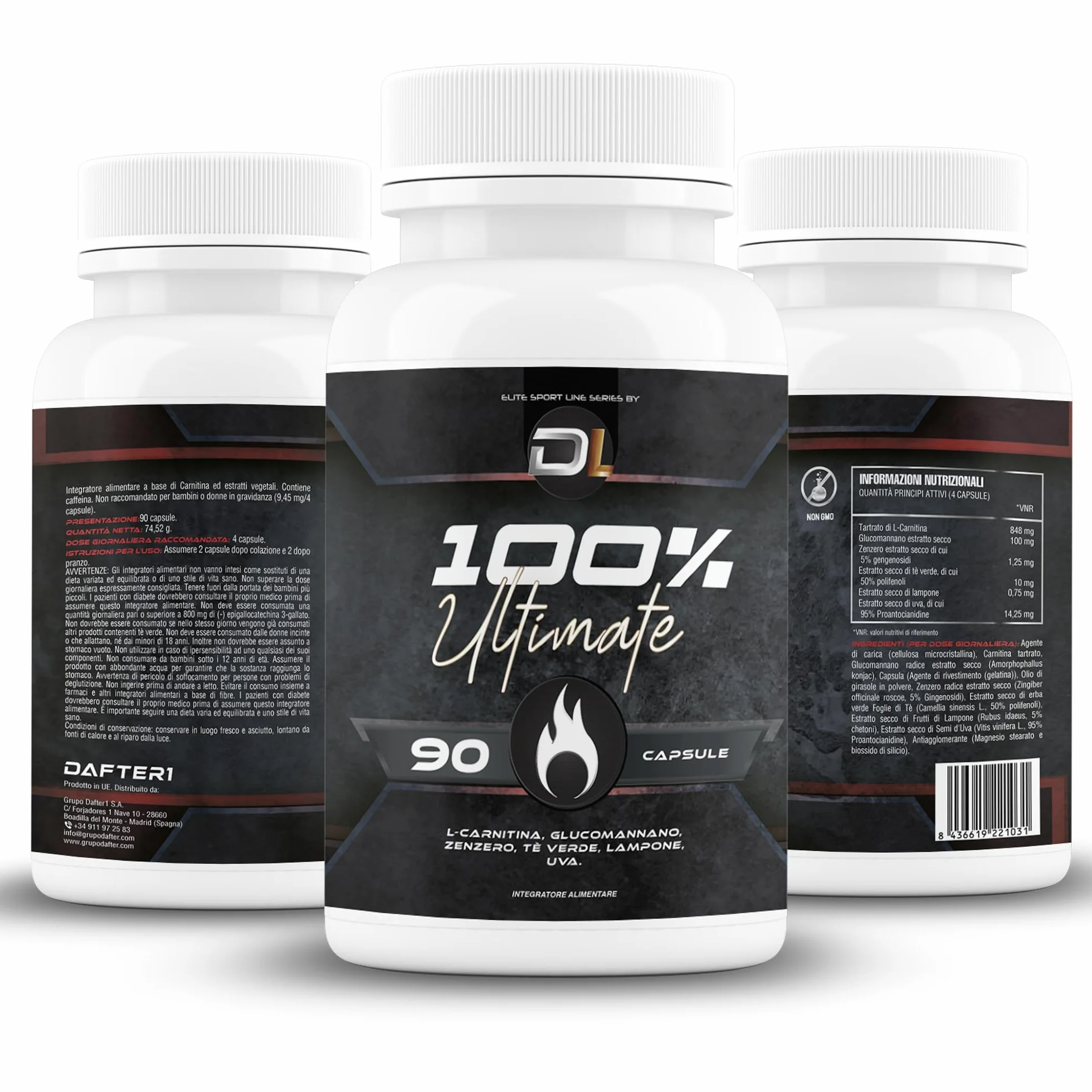 Ultimate Integratori | Integratori naturale | L-carnitina, Glucomannano, Tè verde | Perdere peso | Dimagranti | 90 capsule