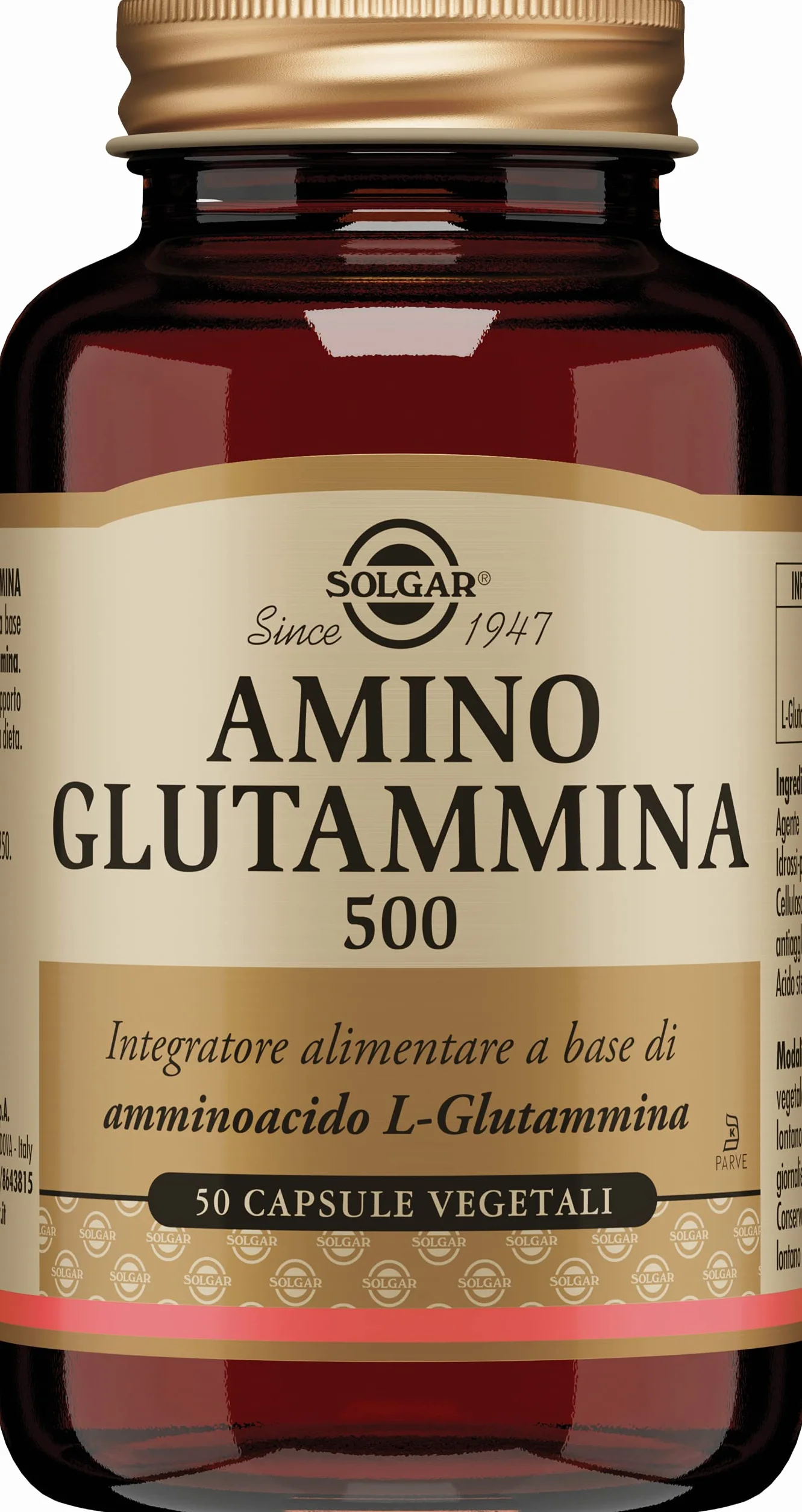 Solgar AMINO GLUTAMMINA 500, 50 capsule vegetali – L-Glutammina – supporto proteico