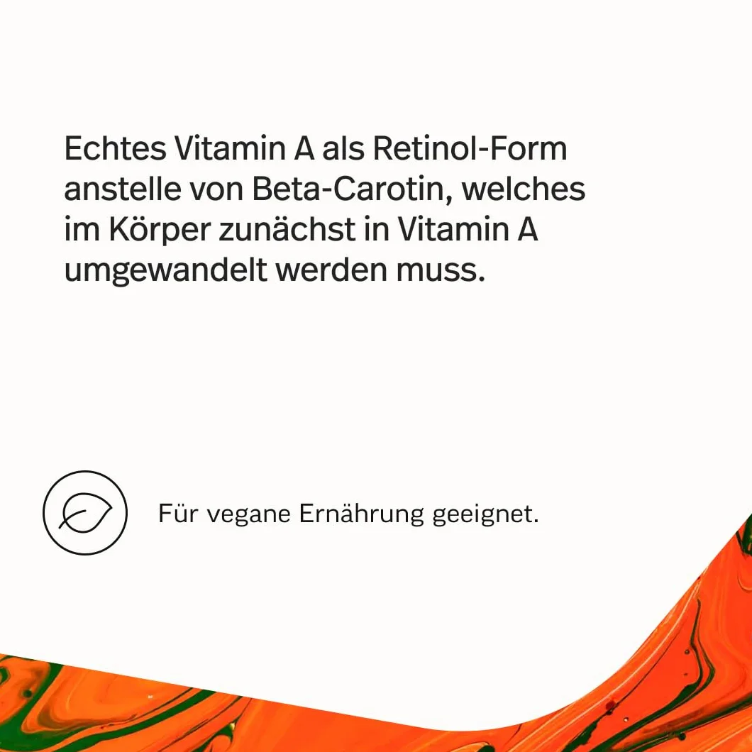 edubily nutrition Vitamina A Gocce Come olio di retinolo • 400 UI di palmitato di retinile per goccia – 2000 UI al giorno • Vegano • In olio MCT di cocco