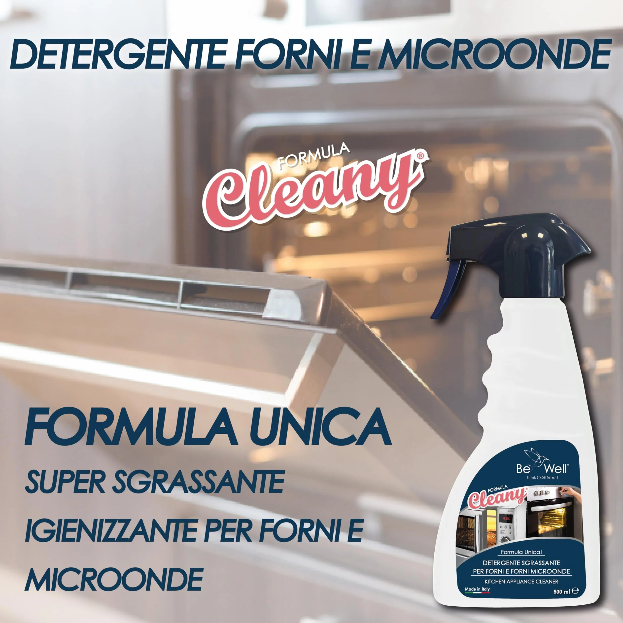 CLEANY Detergente Sgrassante Spray Forni Microonde 500 ml Made in Italy