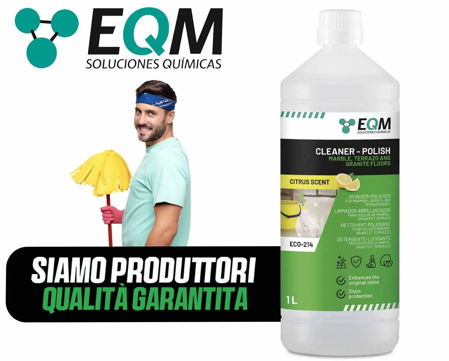 Detergente Lucidante per Marmo, Granito e Pietra Naturale ECO-214 1L