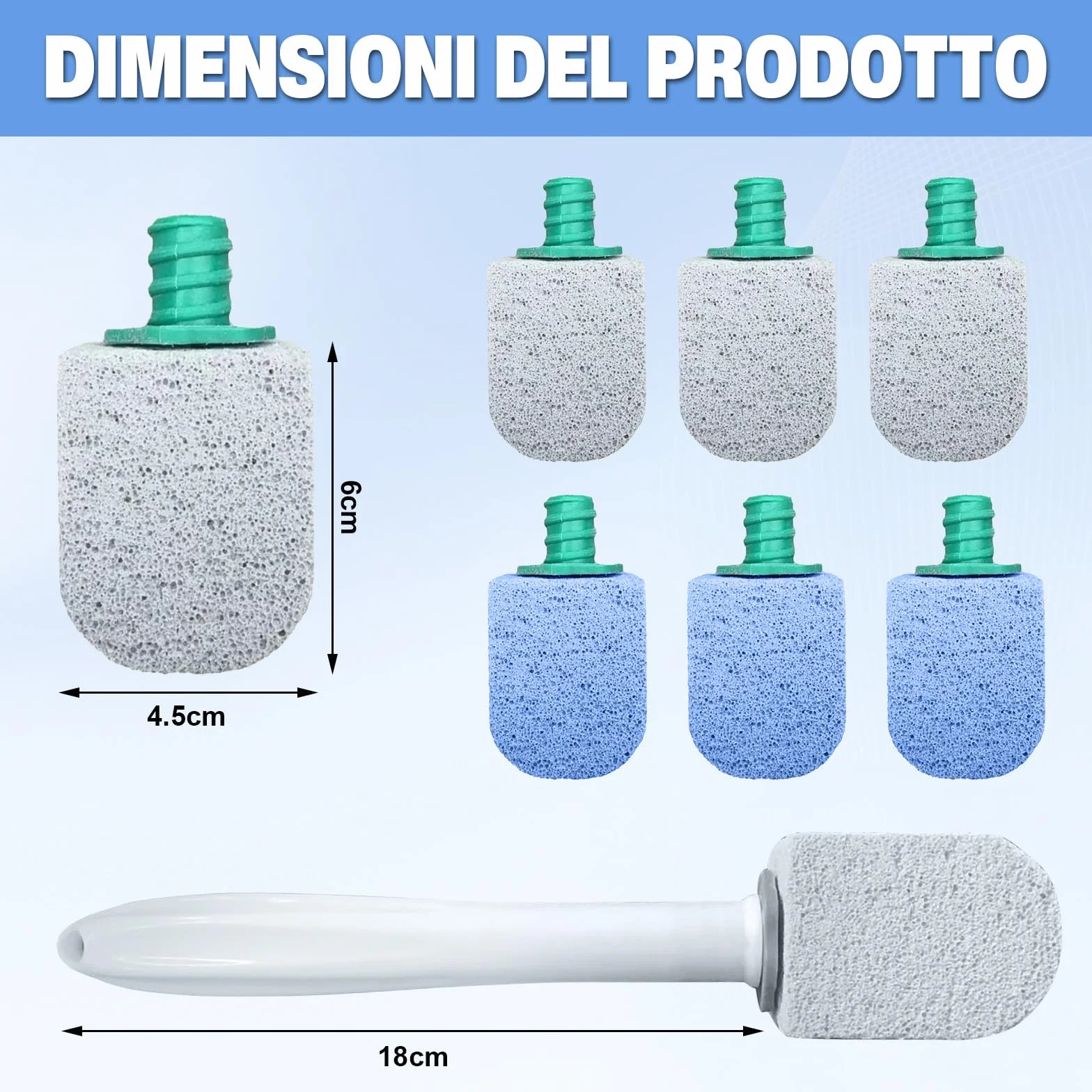 Scettar Pietra Pomice per WC, 6 Pezzi Pietra Pomice Naturale Pulizia con Manico, Pomice a Testa Tonda Può Essere Utilizzato per Pulire Le Macchie in Bagni, Toilette, Lavello (Grigio Blu)
