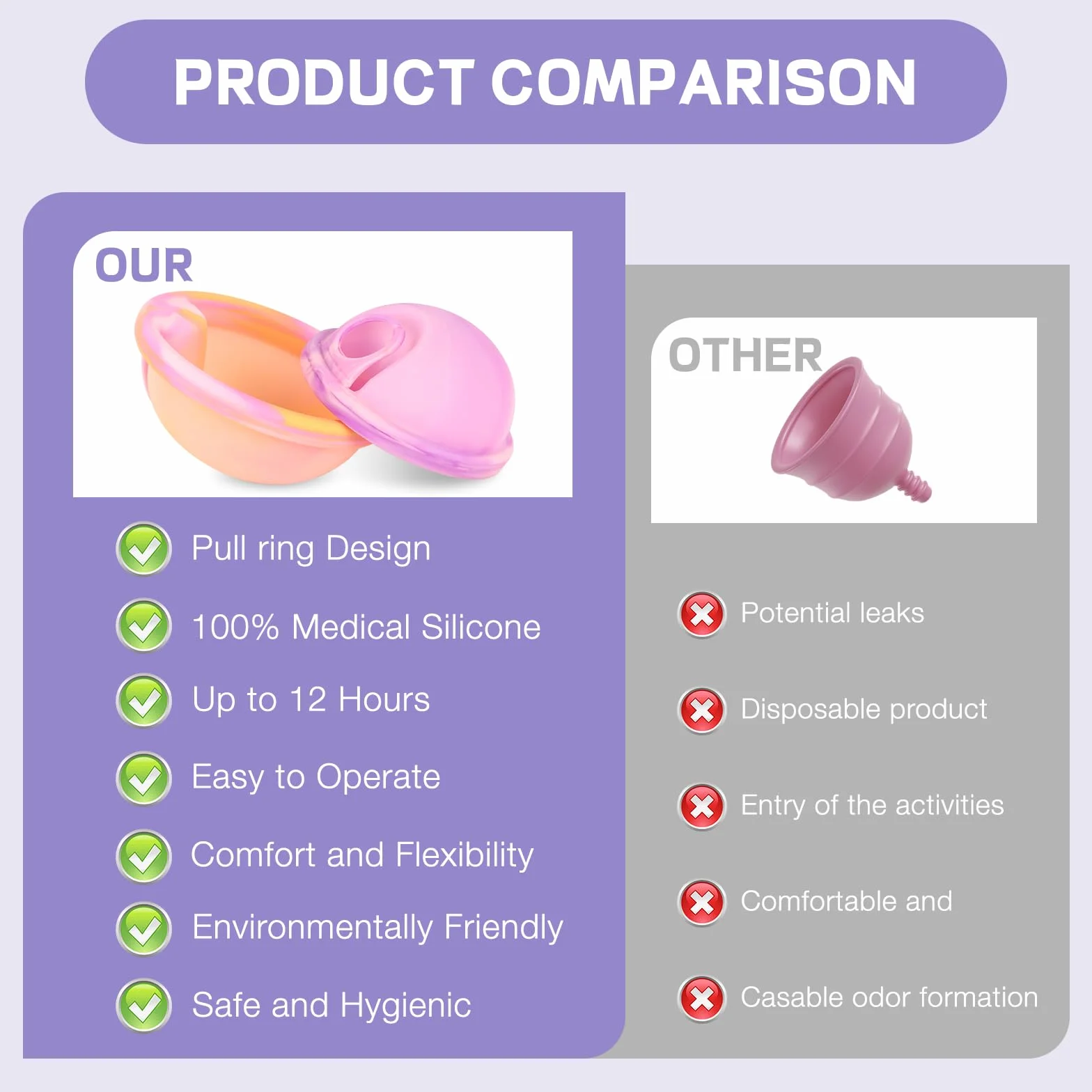 Disco Mestruale, Coppetta Mestruale in Silicone, Disco Menstruale, Disco Periodico Riutilizzabile, Coppetta Mestruale morbida, Tenuta Stagna Alternativa ai Tamponi (S+L)