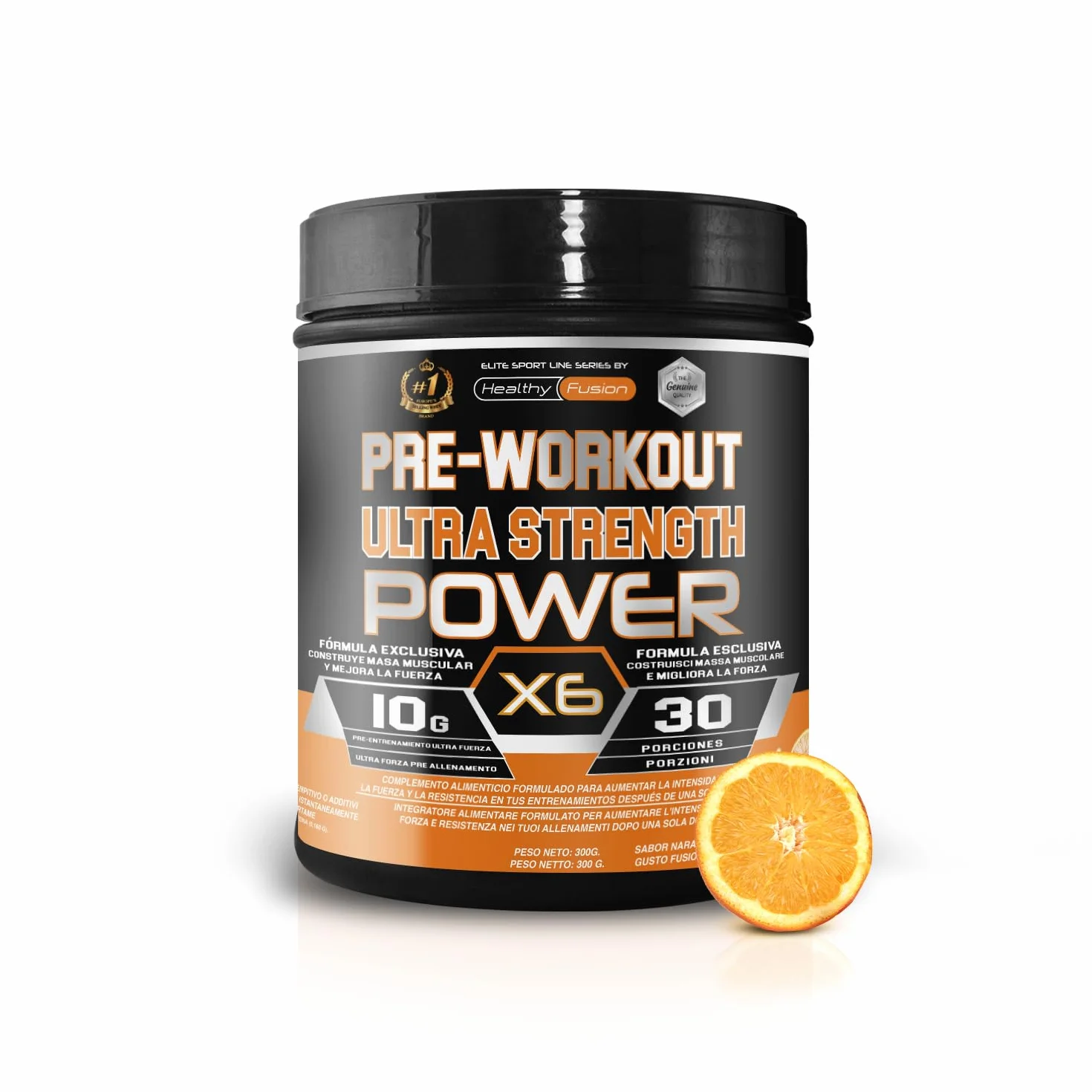 Pre-Workout bevanda energetica | con Creatina | Resistenza, energia e forza inarrestabile | Elimina la fatica e la stanchezza | Beta-Alanina, Taurina, Caffeina e Vitamine | 300g Arancia