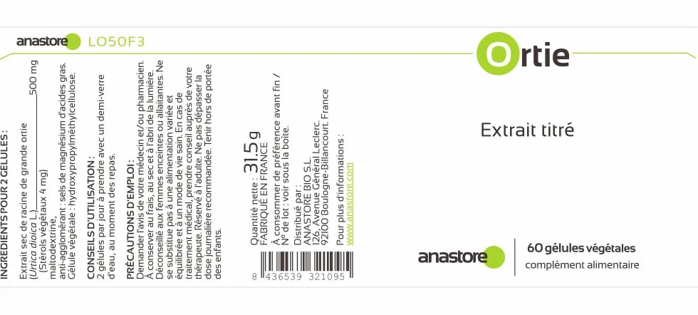 RADICE DI ORTICA Urtica dioica Estratto titolato 0.8% steroli vegetali 250 mg 60 capsule problemi urinari prostata