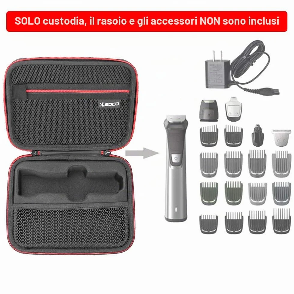 RLSOCO Custodia per Philips Multigroom Serie 7000&5000-Adatto modello MG5951/15,MG7931/15,MG7961/15,MG7950/15,MG7962/30,MG7930/15,MG5952/30,MG5950/15,MG5918/15 All-in-one Rifinitore