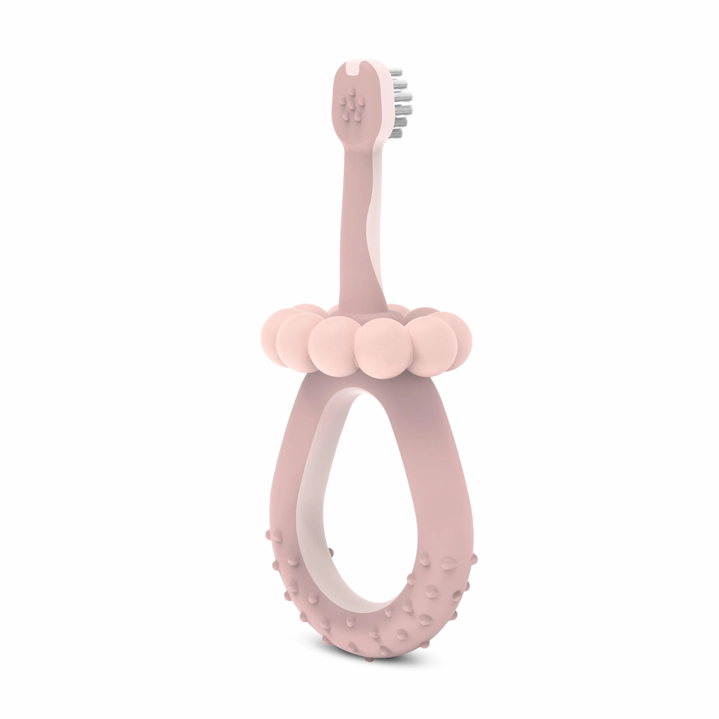 Suavinex, Spazzolino da denti per bambini da 0 a 2 anni, setole super morbide, ideale per gengive sensibili, manico ergonomico, testurizzato e antiscivolo, tappo di sicurezza, pulisci lingua, rosa