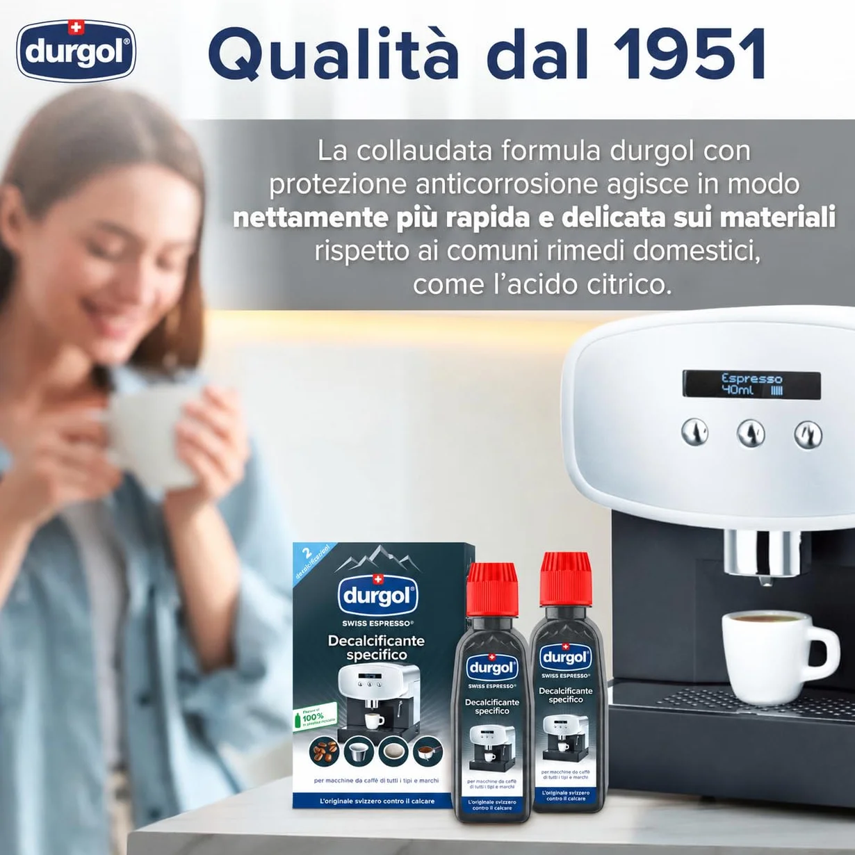 durgol swiss espresso - Decalcificante Professionale - Per tutte le marche di caffettiere - Pulizia facile: senza attesa e senza residui! - 2 flaconi da 125 ml