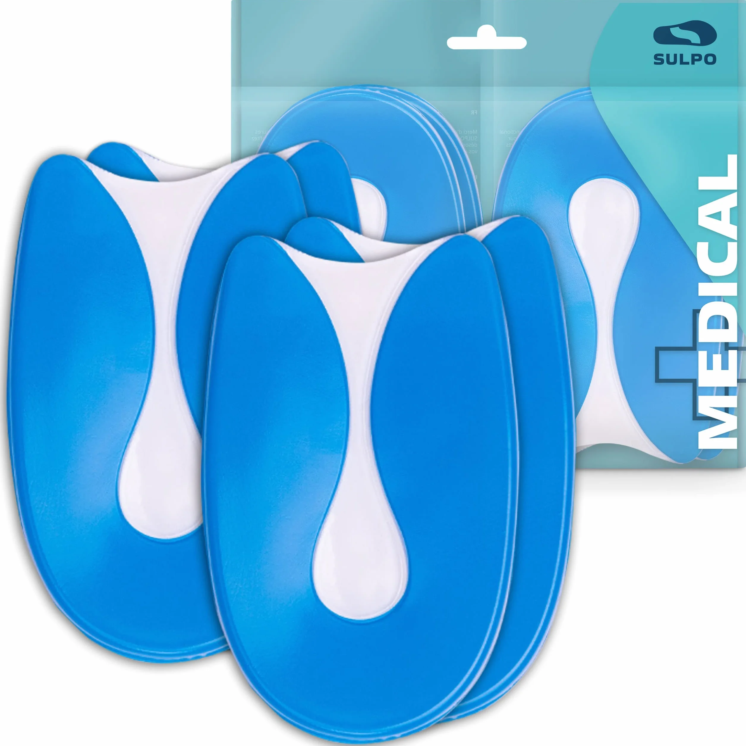 SULPO 2 paia di protezioni per tallone per bambini contro il dolore di pressione per sperone calcaneare, cuscino per tallone a forma di U, misura 30-35