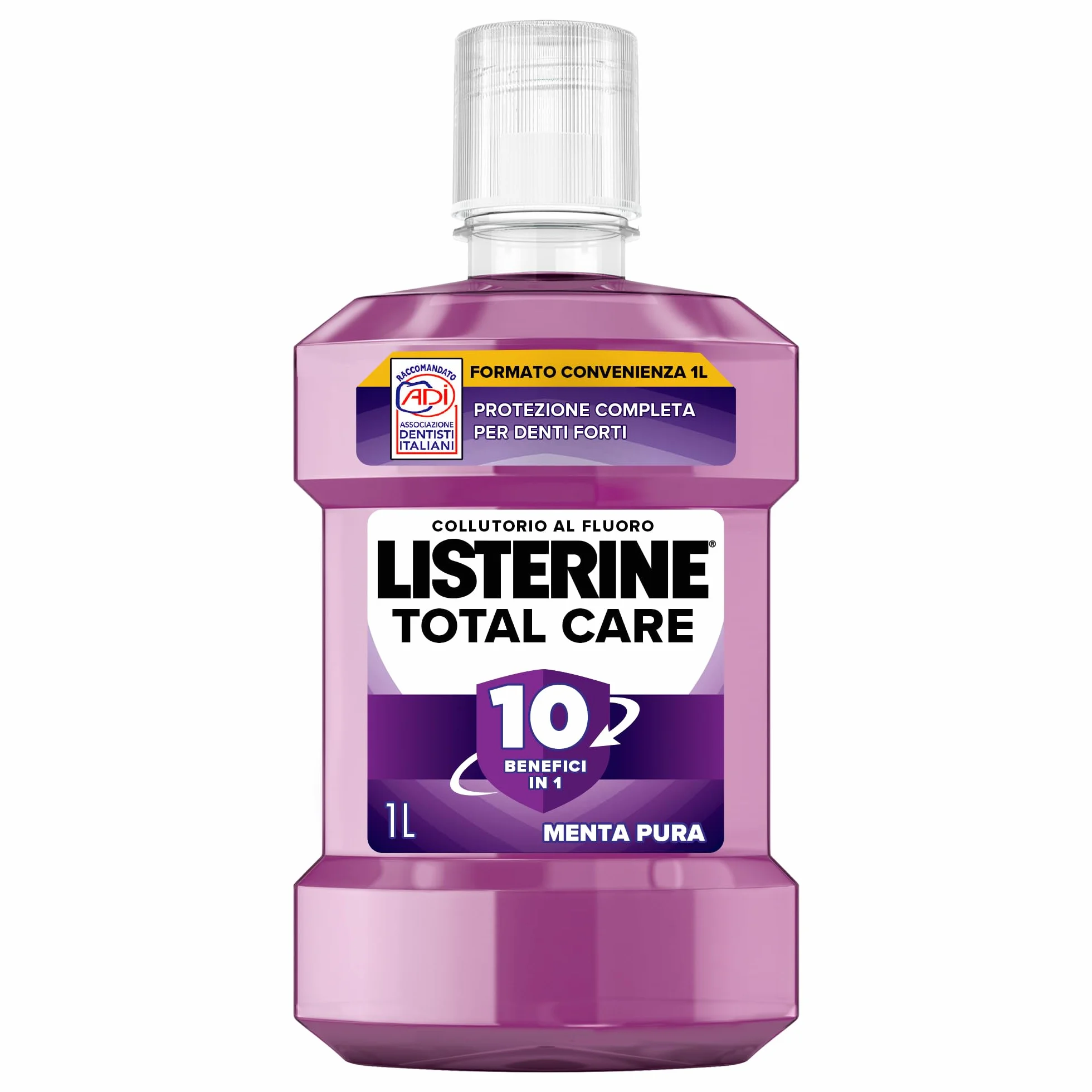 LISTERINE Total Care Collutorio al Fluoro Menta Pura 1L 10 benefici in 1