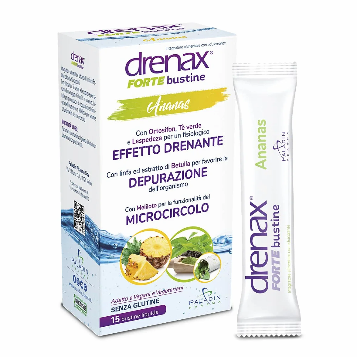 Drenax Forte Bustine Ananas Integratore Alimentare Drenante 15 Bustine