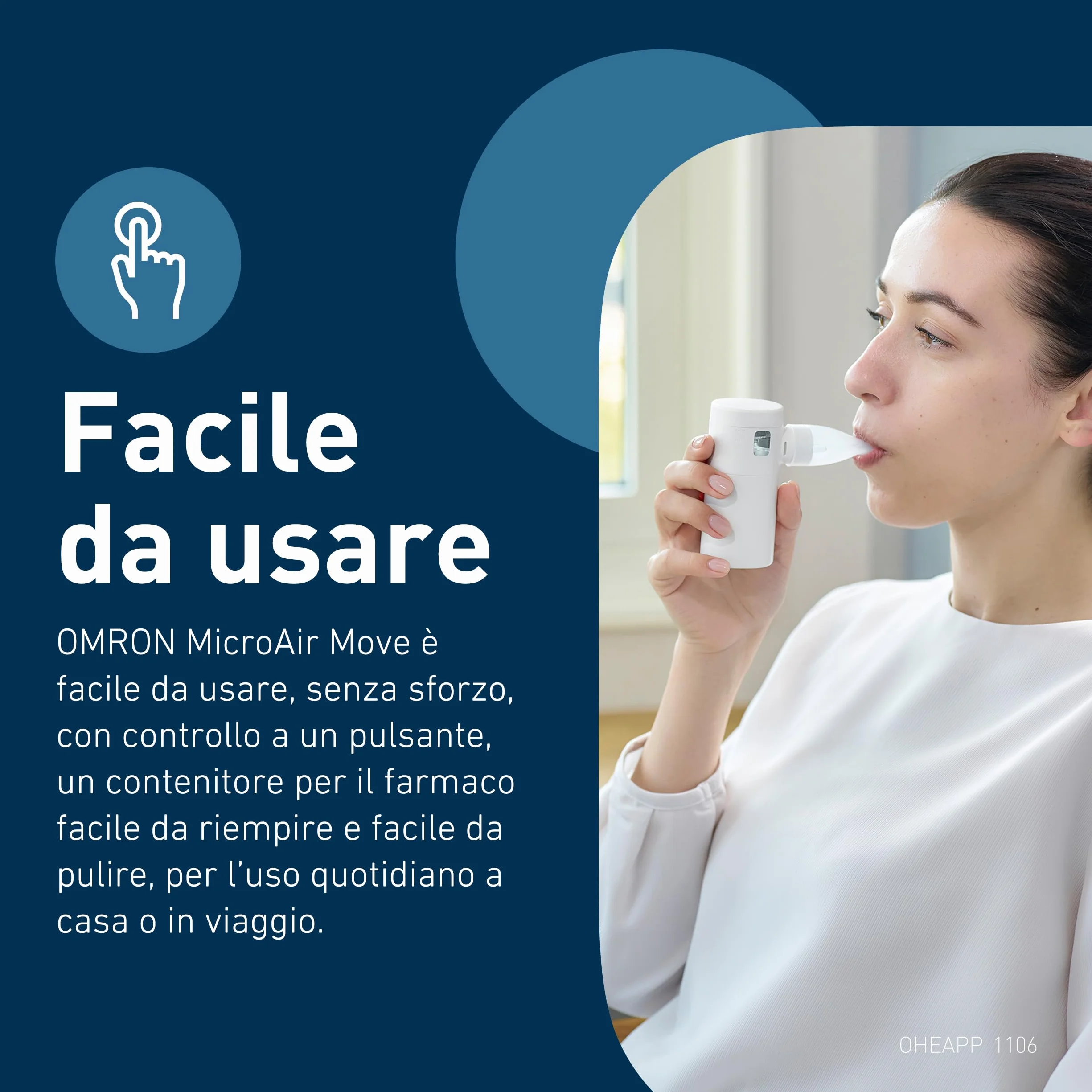 OMRON MicroAir Move Aerosol Mesh Portatile Silenzioso Macchina Aerosol Adulti Bambini Ricaricabile USB-C Design Compatto
