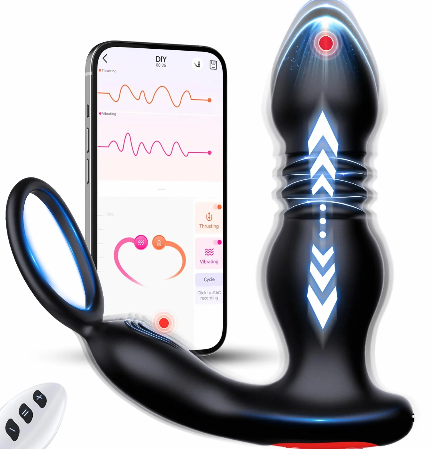 Prostata Vibratore Anale Plug 3 in1 per Uomo Sex Toys con 7 Modalità