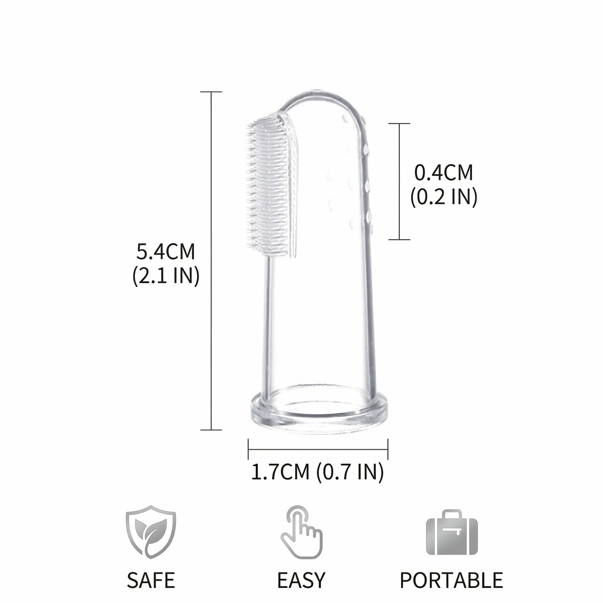 10 Unità Spazzolino Neonato 6 Mesi, Spazzolini da Dito in Argento, Per Igiene Orale del Bambino, 5.4 * 1.7cm