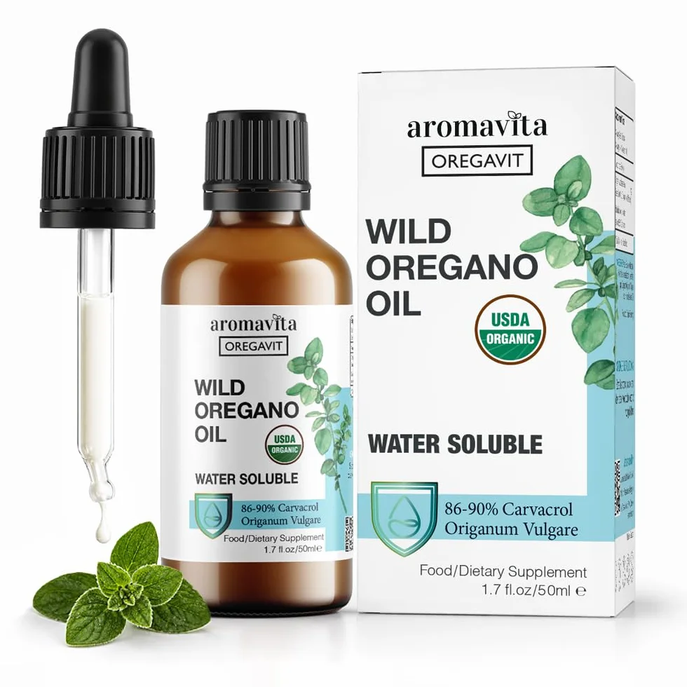 Olio di Origano Selvatico Idrosolubile Biologico Aromavita 30 ml - Gocce per Gengive Sane, Gola Irritata, Supporto Digestivo