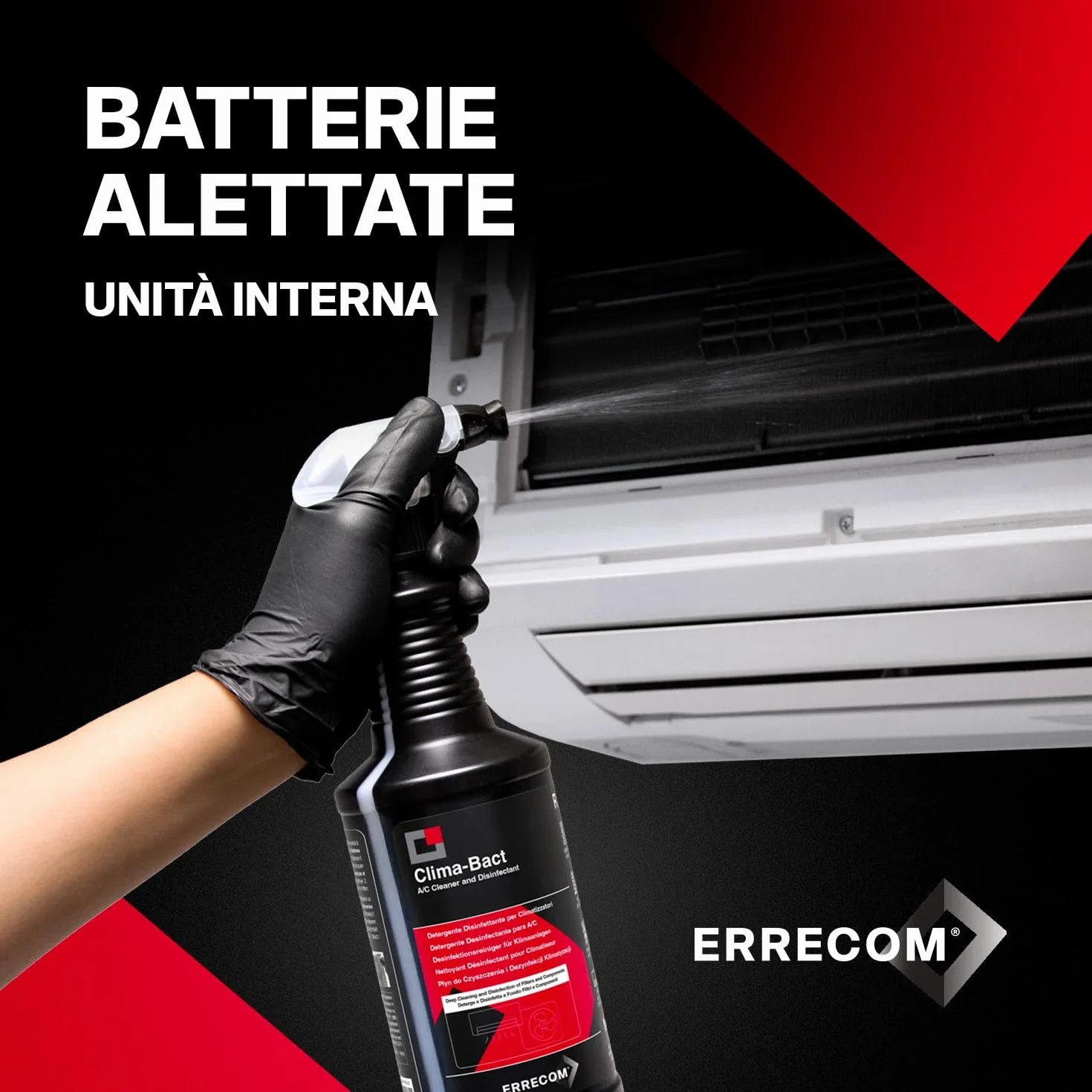ERRECOM Clima-Bact Detergente Disinfettante per Climatizzatori 1L Biocida Biodegradabile