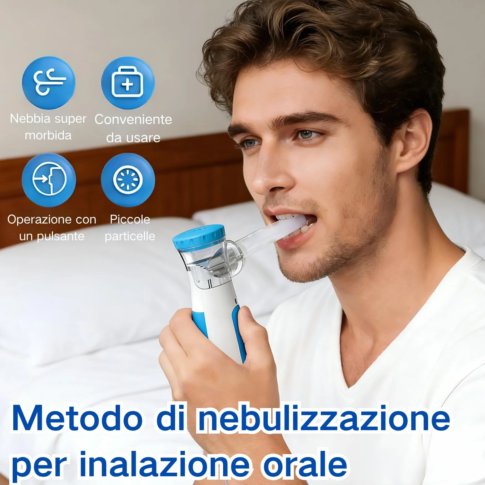 Aerosol Portatile Silenzioso per Adulti e Bambini con Due Maschere e Ugelli
