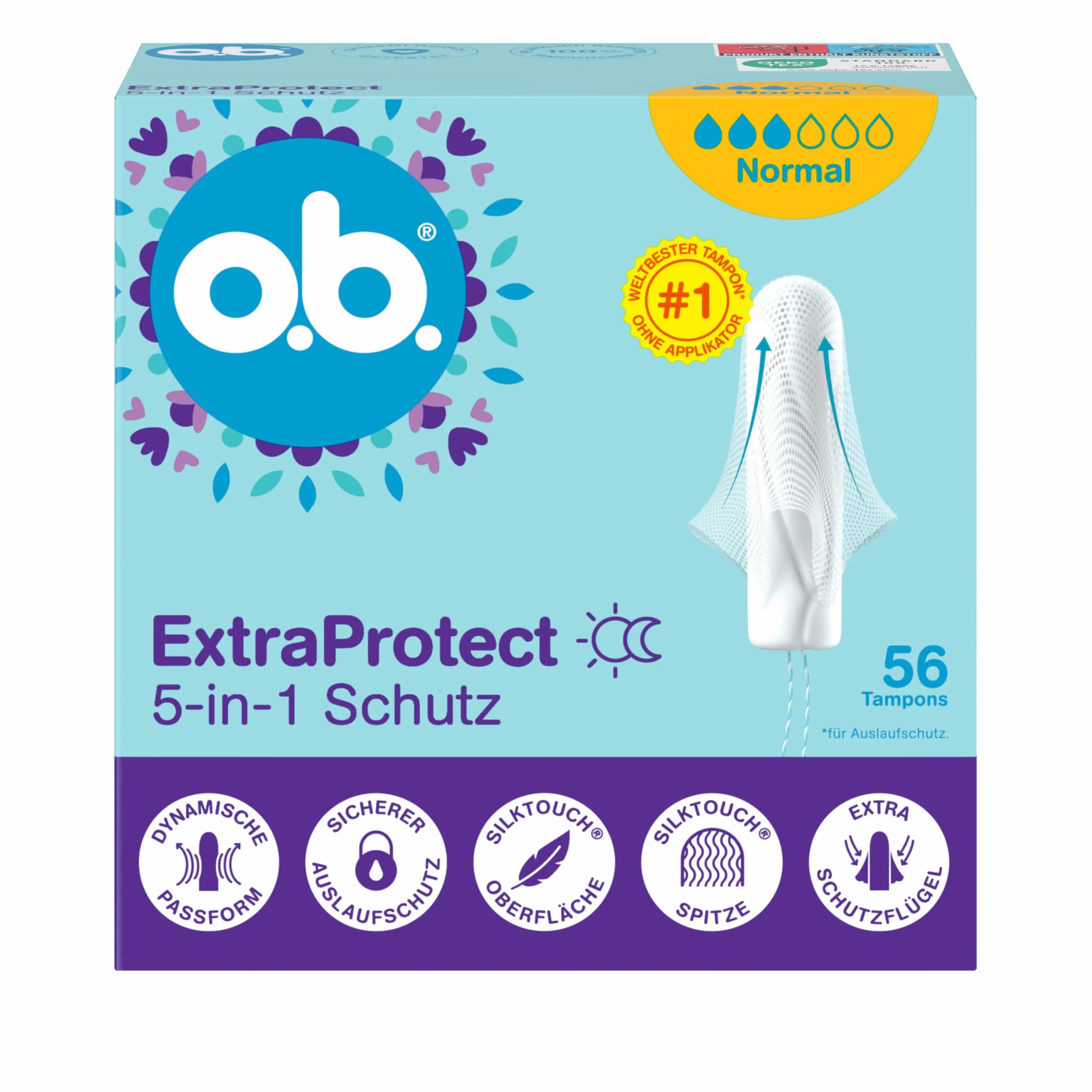 o.b. ExtraProtect 5 in 1 tamponi protezione con ali 56 pezzi