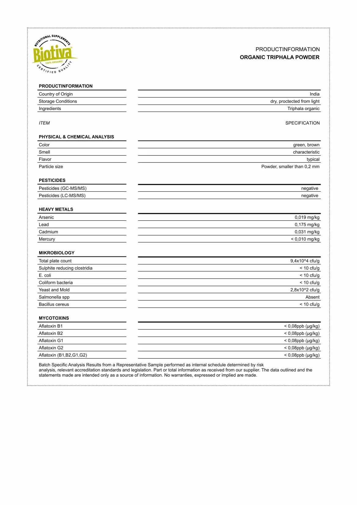 Triphala in polvere Bio 200g - amalaki, haritaki, bibhitaki - biologica ayurvedica - confezionato e controllato in Germania - 100% vegano - Biotiva
