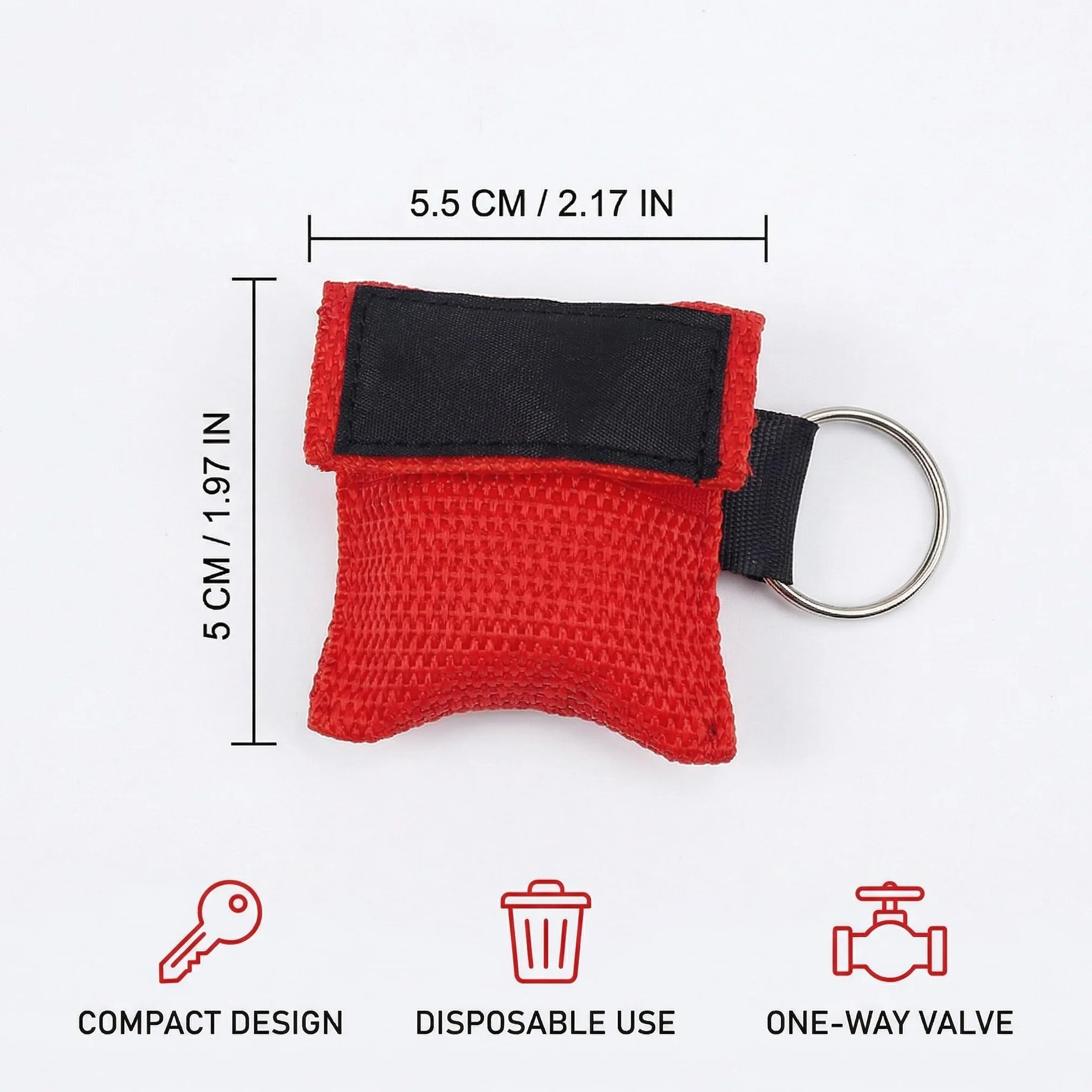 Pocket Mask 10 Pezzi Primo Soccorso Rosso 5x5,5Cm