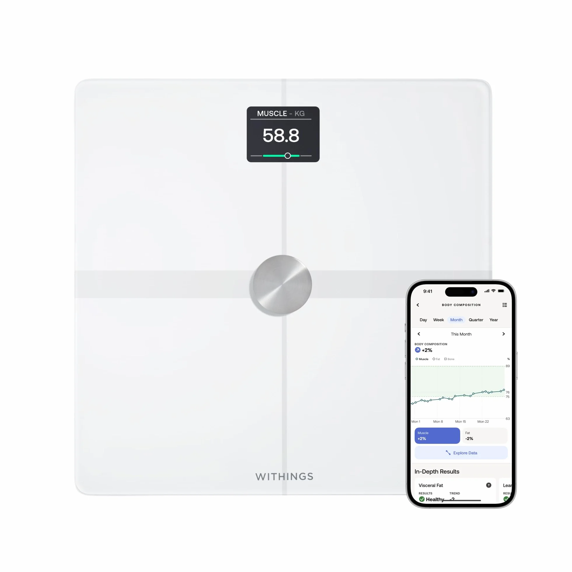 WITHINGS Body Smart Bilancia pesapersone digitale WLAN grasso corporeo composizione corporea bianco