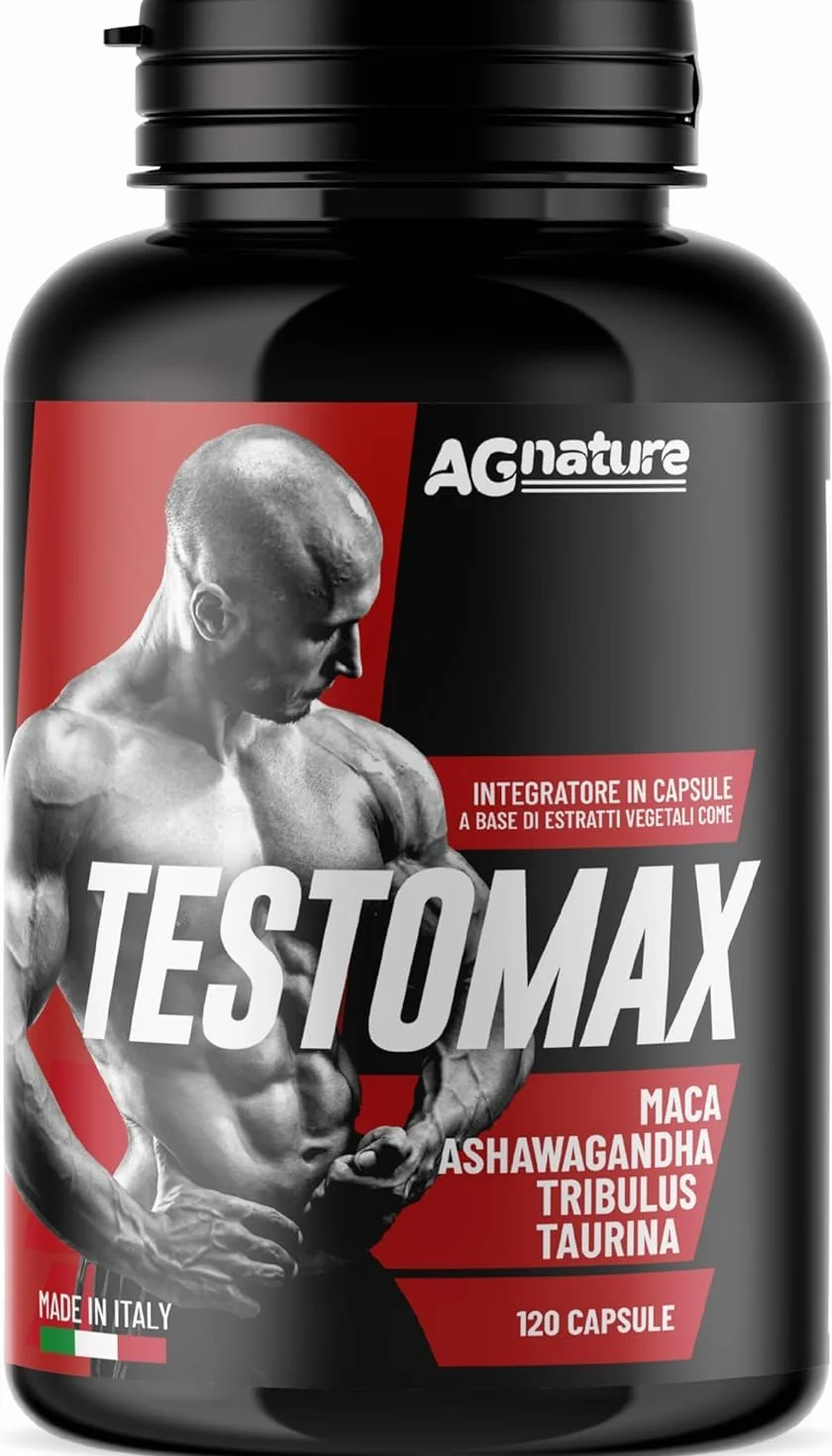 AG nature Testosterone Uomo Aumento Massa Muscolare x Palestra 120 Capsule | Integratore Forte Energizzante con Maca Peruviana, Magnesio, Zinco e Vitamina B6