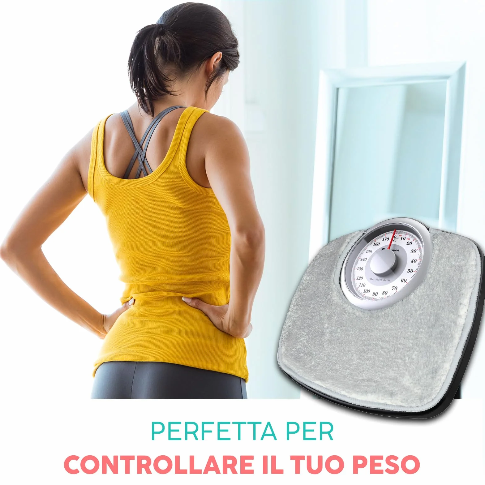 Adamson A25 Bilancia Pesapersone Meccanica, Analogica, Fino a 180 kg, Piedini Anti Scivolo – Durevole, Accurata, Precisa – 20 Anni di Garanzia – Per casa – Camera da Letto e Bagno - Tappeto Grigio