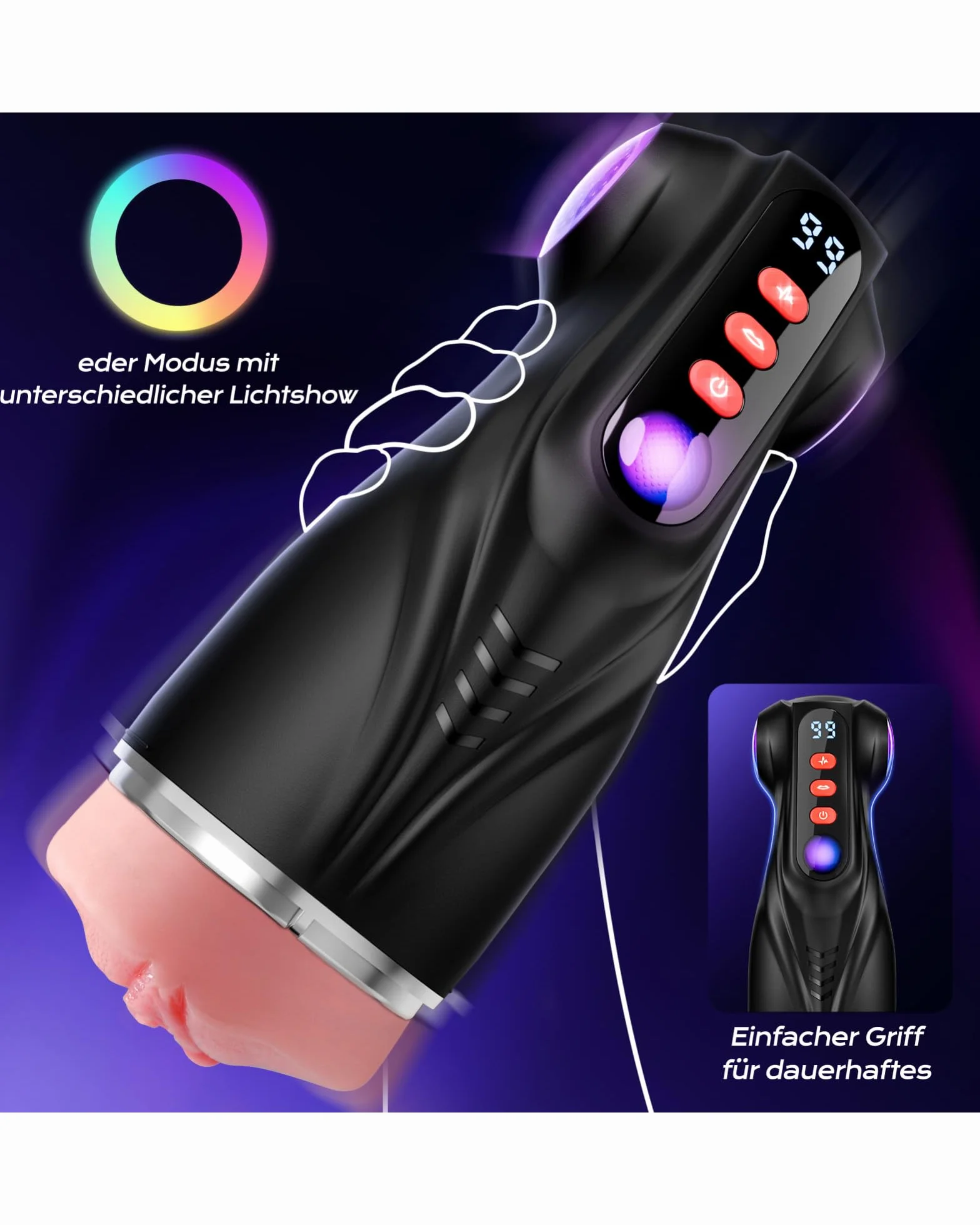 Tauara Masturbatore per Uomo Sex Toys, APP Masturvatore per Uomo con 9 Vibrazione e 9 Aspirazione, Masturbtore con 3 Maniche Rimovibili Sex Toy Vibratore Sexytoysys Coppia
