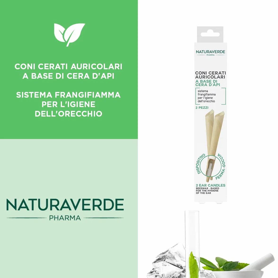 Naturaverde | Pharma - Coni Auricolari Cerati per le Orecchie, Coni Auricolari Cera, Coni Auricolari a Base di Cera d'Api, Coni Auricolari per Pulizia Orecchie, Coni Pulisci Orecchie, 2pz