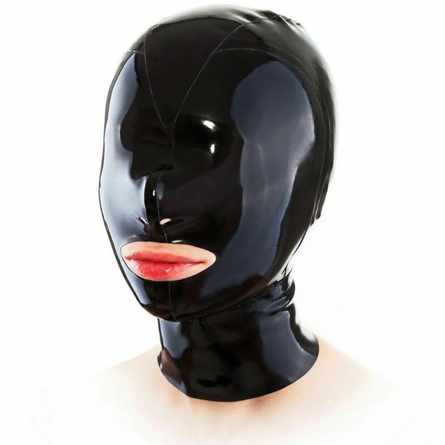 Lattice Testa Coperchio Nero Maschera Viso Latex Cappuccio Cosplay Party