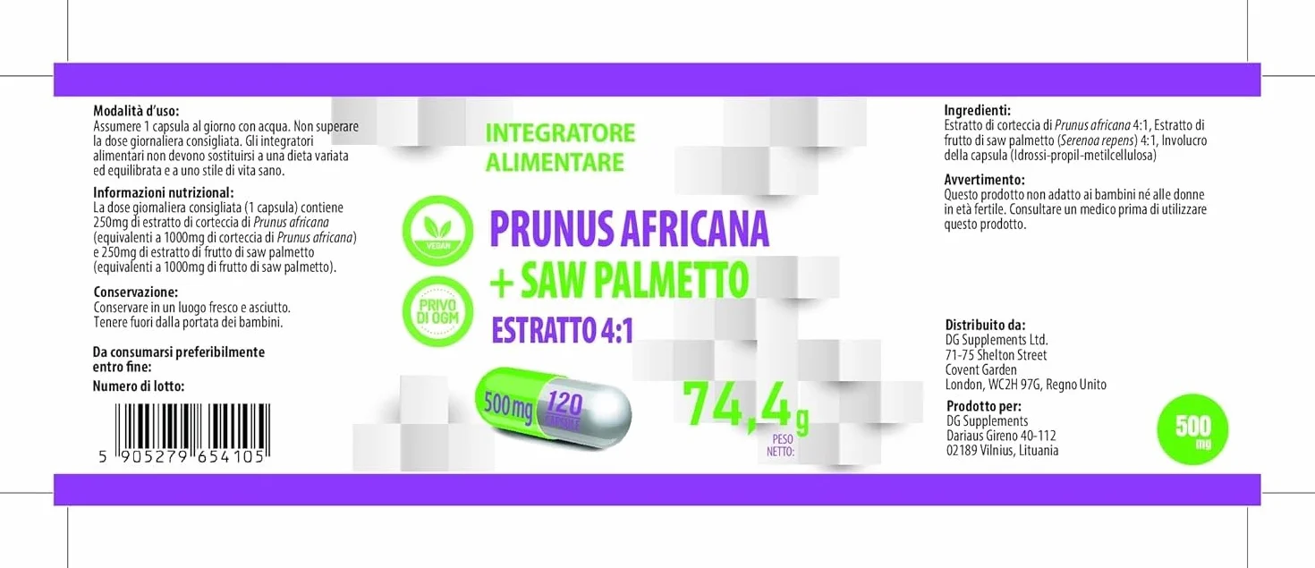Hepatica Saw Palmetto Serenoa repens estratto 4:1 500 mg 120 capsule vegane
