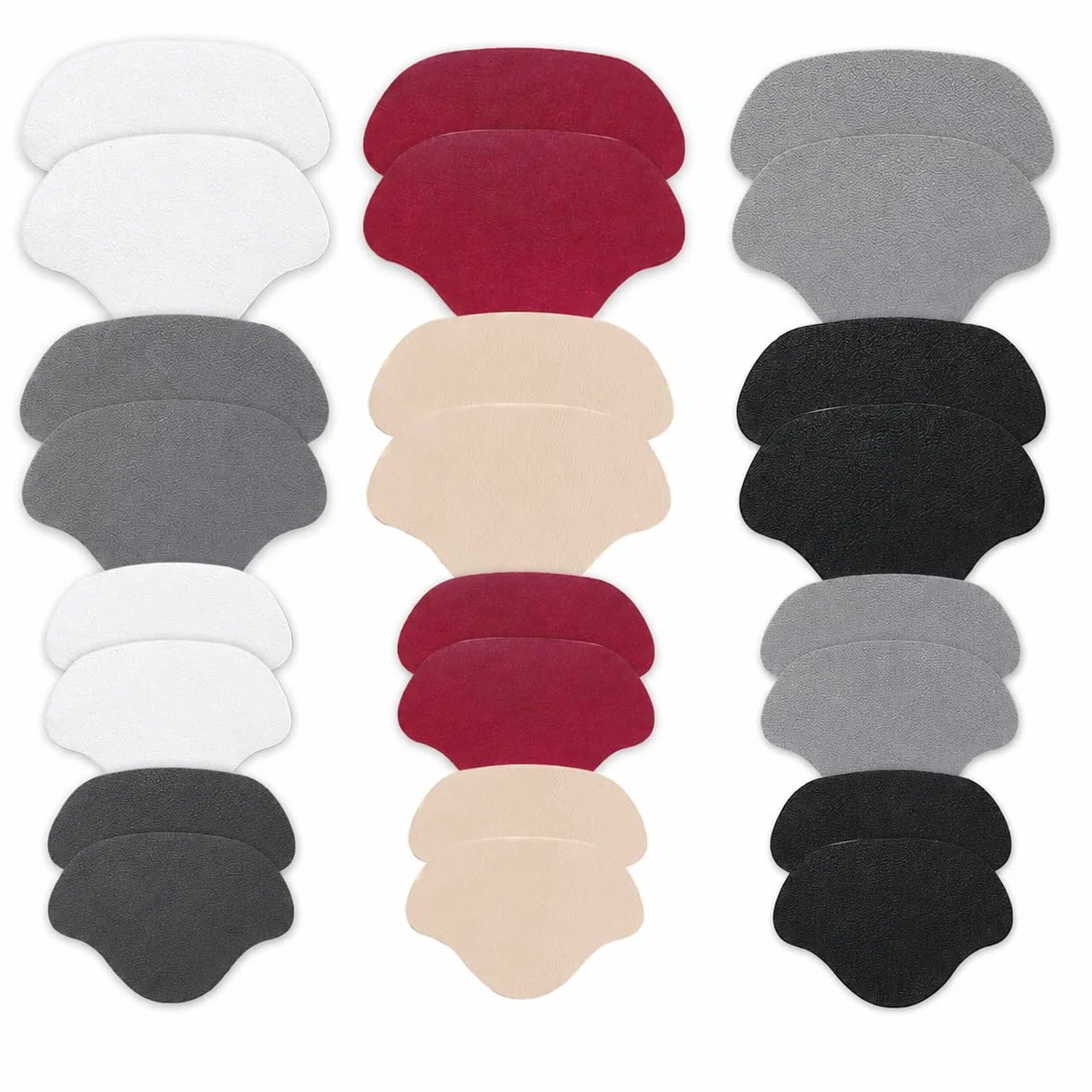 12 Paia Patch Riparazione Sneaker Autoadesive, Kit Anti-Buchi per Scarpe, Pelle, Tacchi Alti (2 Misure, 6 Colori)