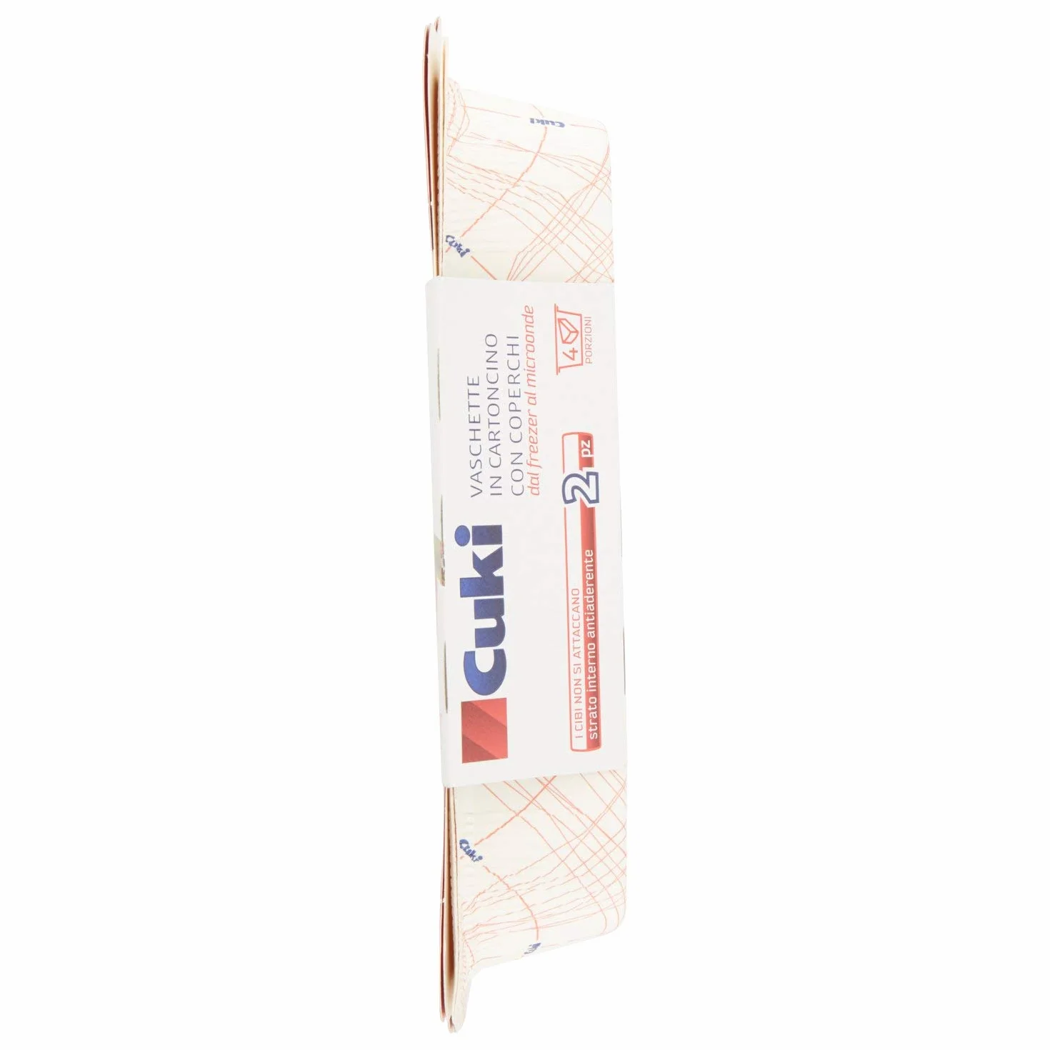 Cuki Vaschette Rettangolari in Cartoncino con Coperchi per Microonde e Freezer 4 Porzioni 50g