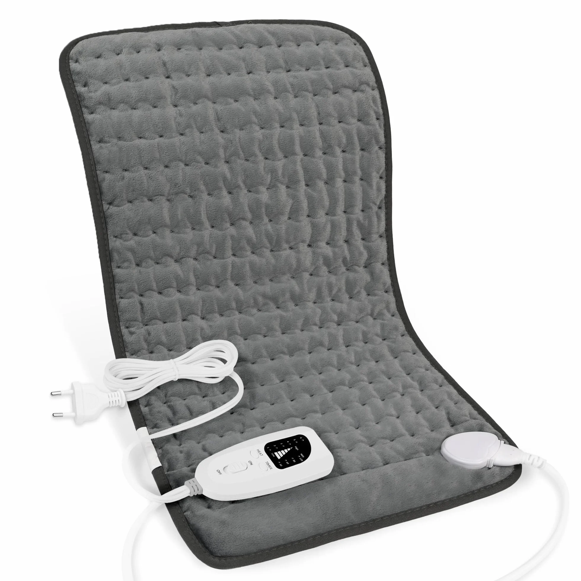 Termoforo Elettrico,Termoforo per schiena, collo, spalle e addome con spegnimento automatico, flanella morbida (Grigio Scuro, 30x60cm)