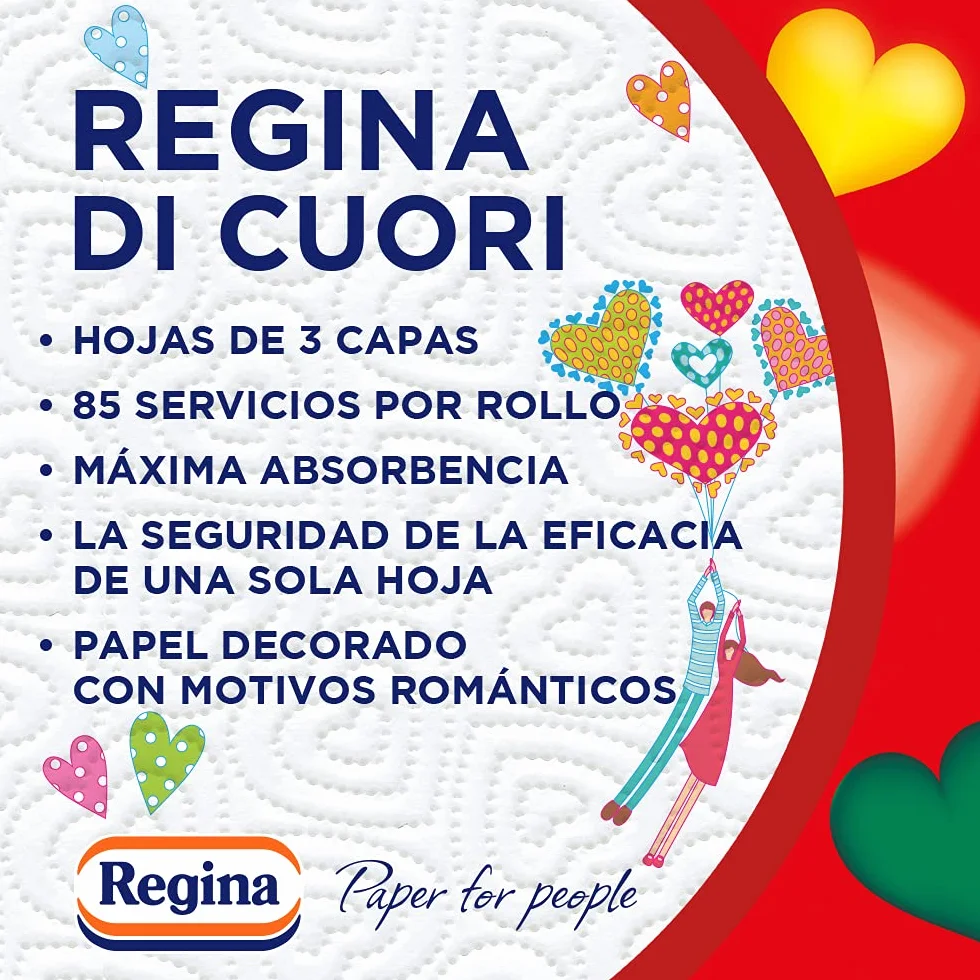 Regina Di Cuori Carta Cucina 24 Rotoli 85 Fogli 3 Strati Massima Assorbenza 65 g
