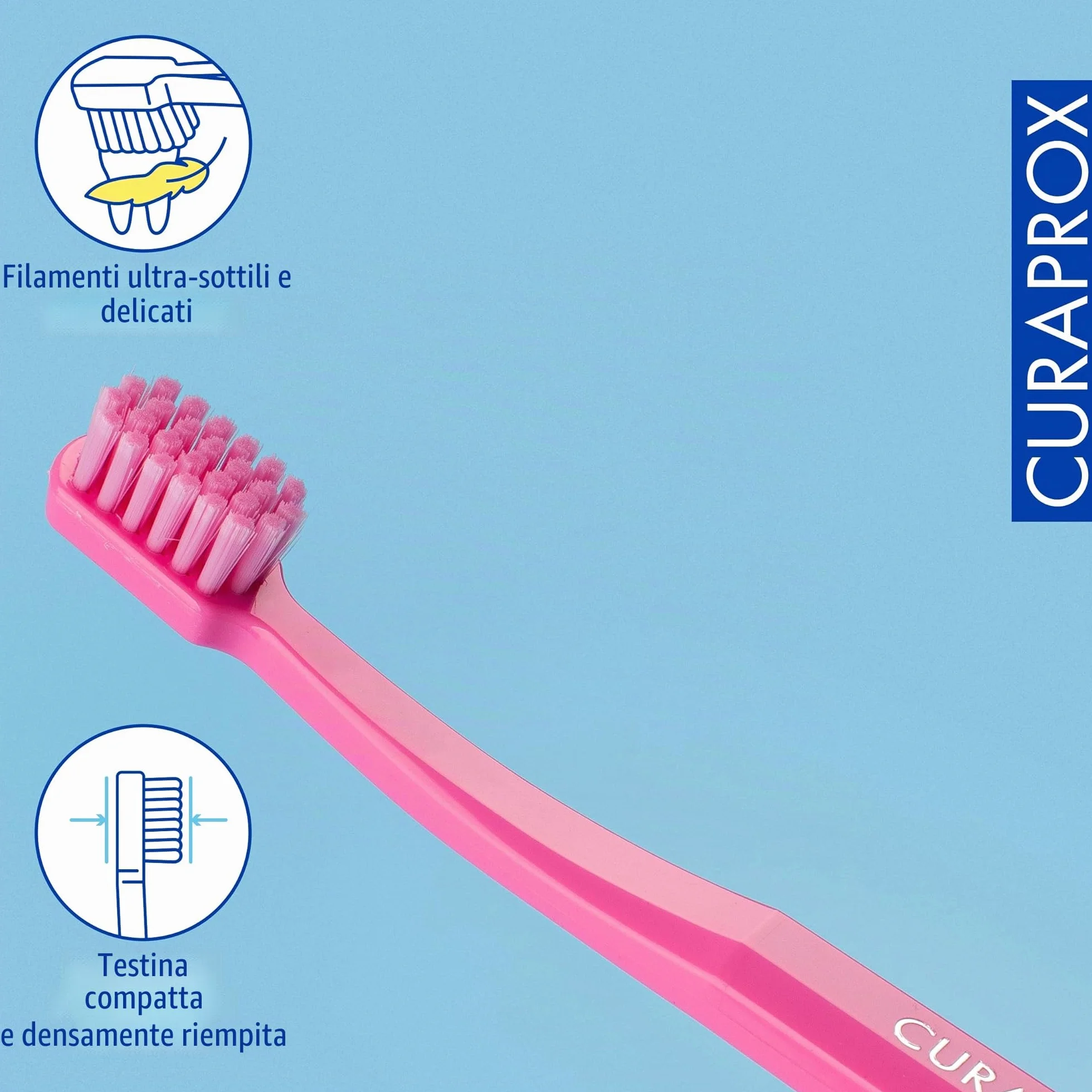 Curaprox Spazzolino CS Kids-Per bambini dai 4 ai 12 anni/Pulizia delicata ultra-morbida | 5.500 filamenti Curen® / Rosa/Confezione singola/Made in Switzerland