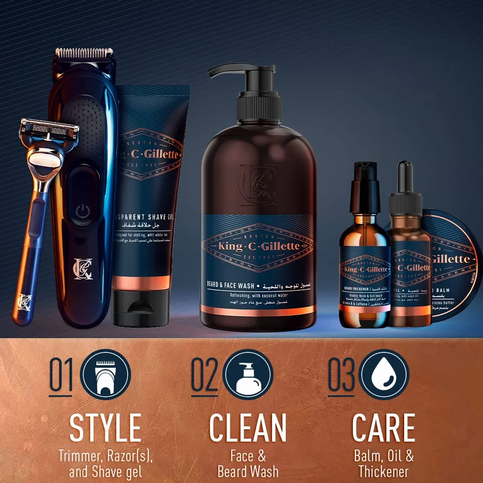 King C. Gillette Gel da barba trasparente con tè bianco e olio di argan, 141,7 g