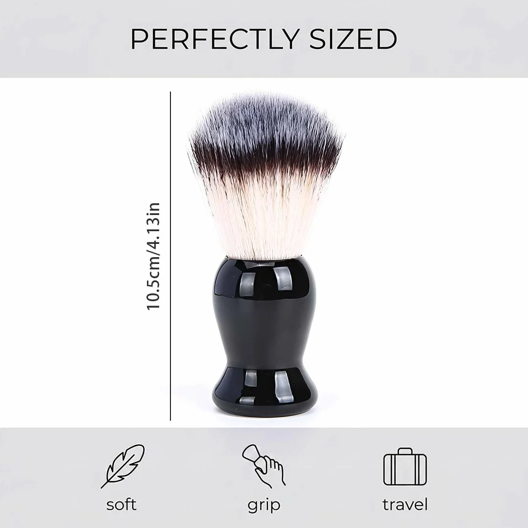 1 Pennello Da Barba Sintetico Nero Per Barba, Spazzola Rasatura Professionale 10.5Cm, Accessorio Regalo Uomo, Crema Schiuma Da Barba