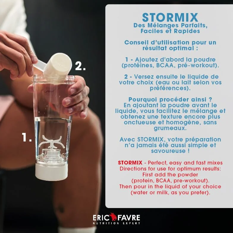 Stormix - Shaker elettrico | Mixer di alta qualità | Preparazione omogenea per proteine, pre Workout | Capacità 700 ml | Tritan e ABS, senza BPA | Basso volume sonore | Ricaricabile USB