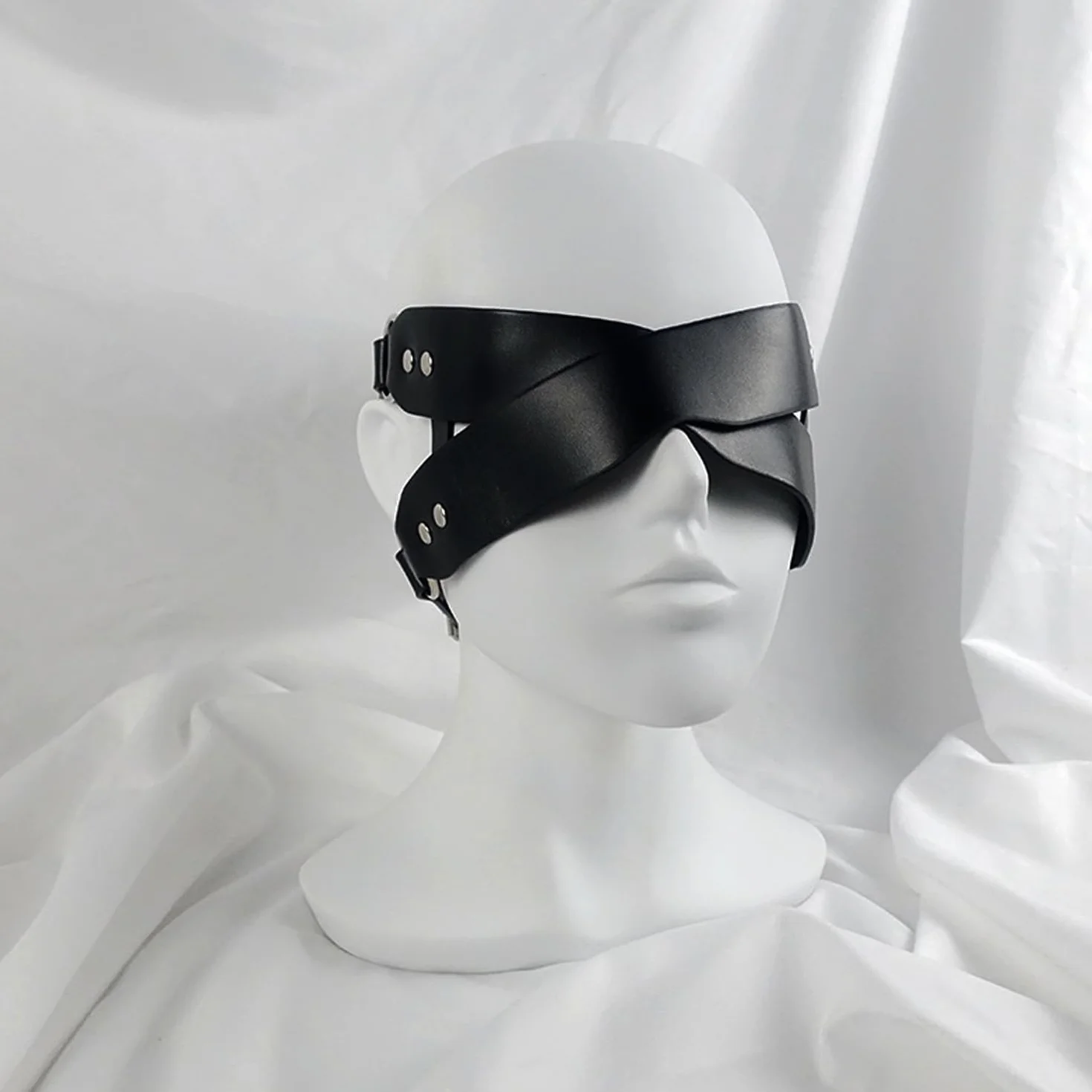 Maschera erotica in pelle nero argento Taglia unica per adulti giochi di ruolo