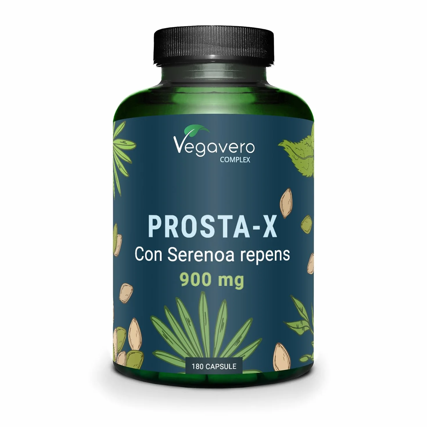Vegavero® Serenoa Repens 900 mg 180 capsule Integratore Prostata Uomo Saw Palmetto Epilobio Ortica Zucca