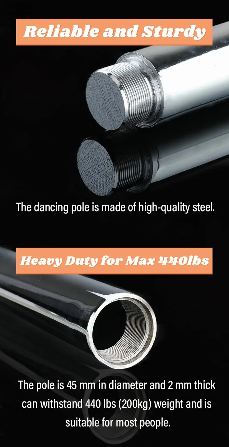 Kit per pole dance 45 mm portatile carico resistente 199,6 kg 2,24-3,8 m altezza
