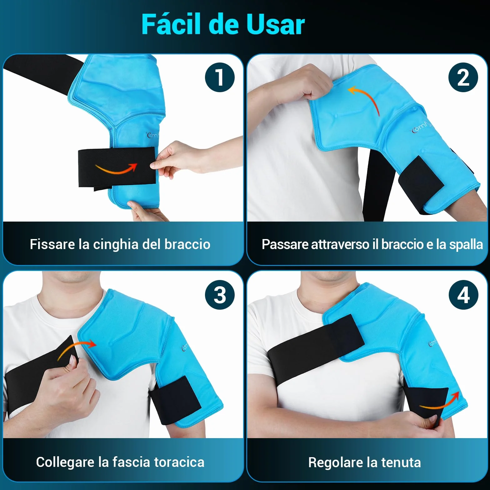 Comfytemp Borsa del Ghiaccio 3D per Spalla, Terapia Calda e Fredda, Sinistra e Destra (S/M)