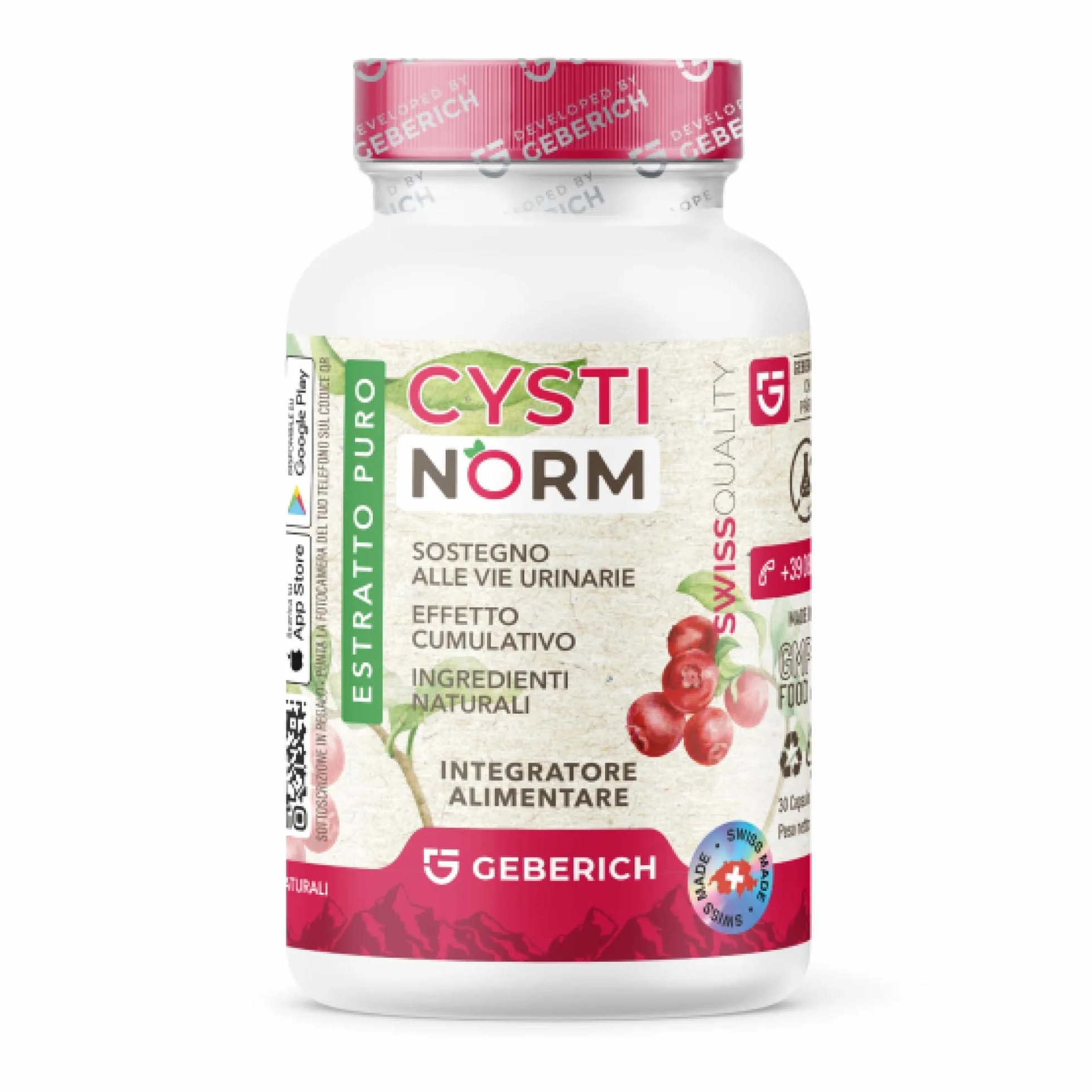 Capsule CYSTINORM | Salute delle vie urinarie | D-Mannosio 720 mg + Estratto di mirtillo rosso 300 mg | Salute della vescica | Con corbezzolo e bioflavonoidi | Integratore Alimentare