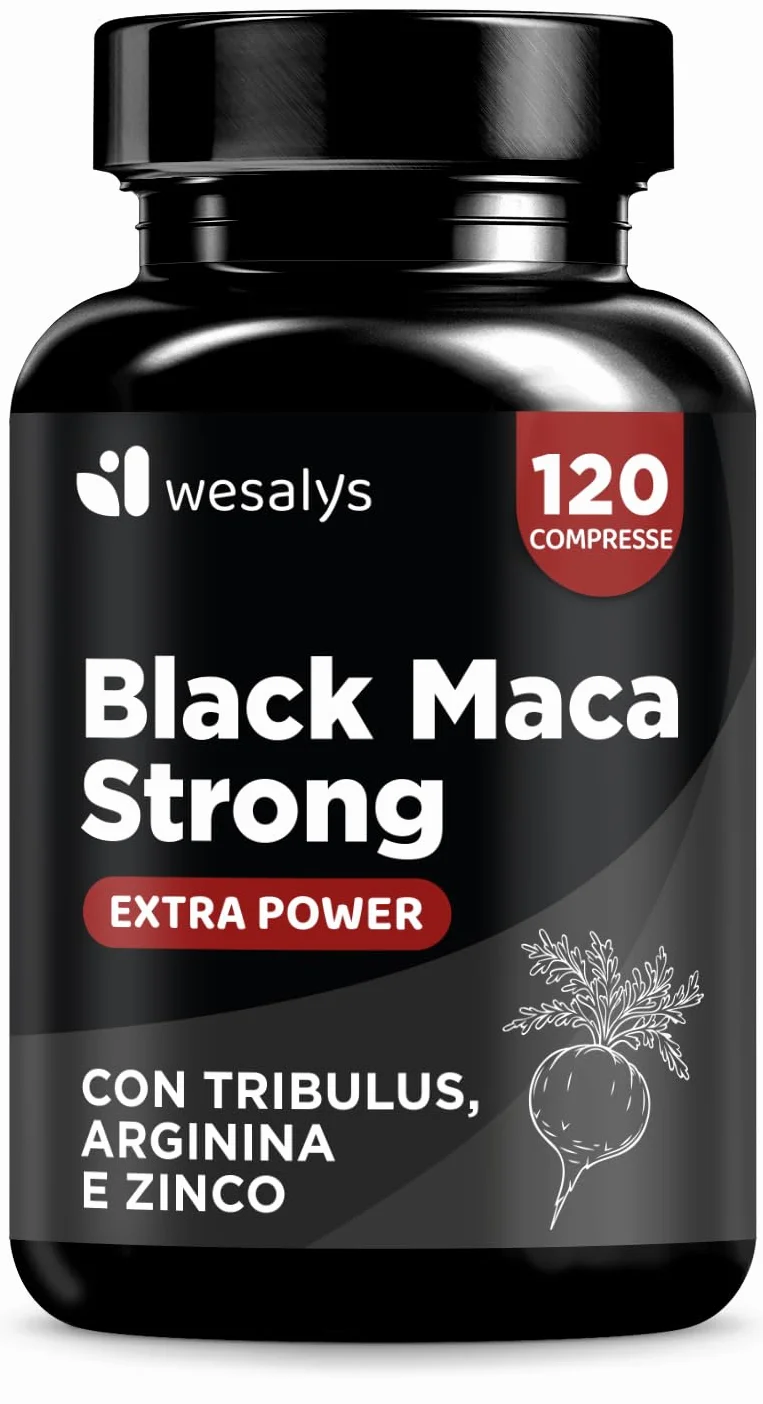 Maca Peruviana Nera Estratto Puro 20:1, 30.000 mg + Tribulus Terrestris + Arginina + Zinco | Integratori Made In Italy | Mass | Maca Wesalys