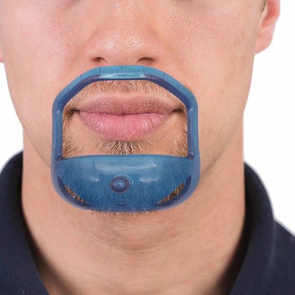 5 Taglie Modellatore Barba Pizzetto, Set di 5 Modelli per Pizzetto da Uomo, Adatto a Tutte le Forme del Viso, Dona un Pizzetto Simmetrico Perfetto a Casa, Fa Risparmiare Tempo (Blu)